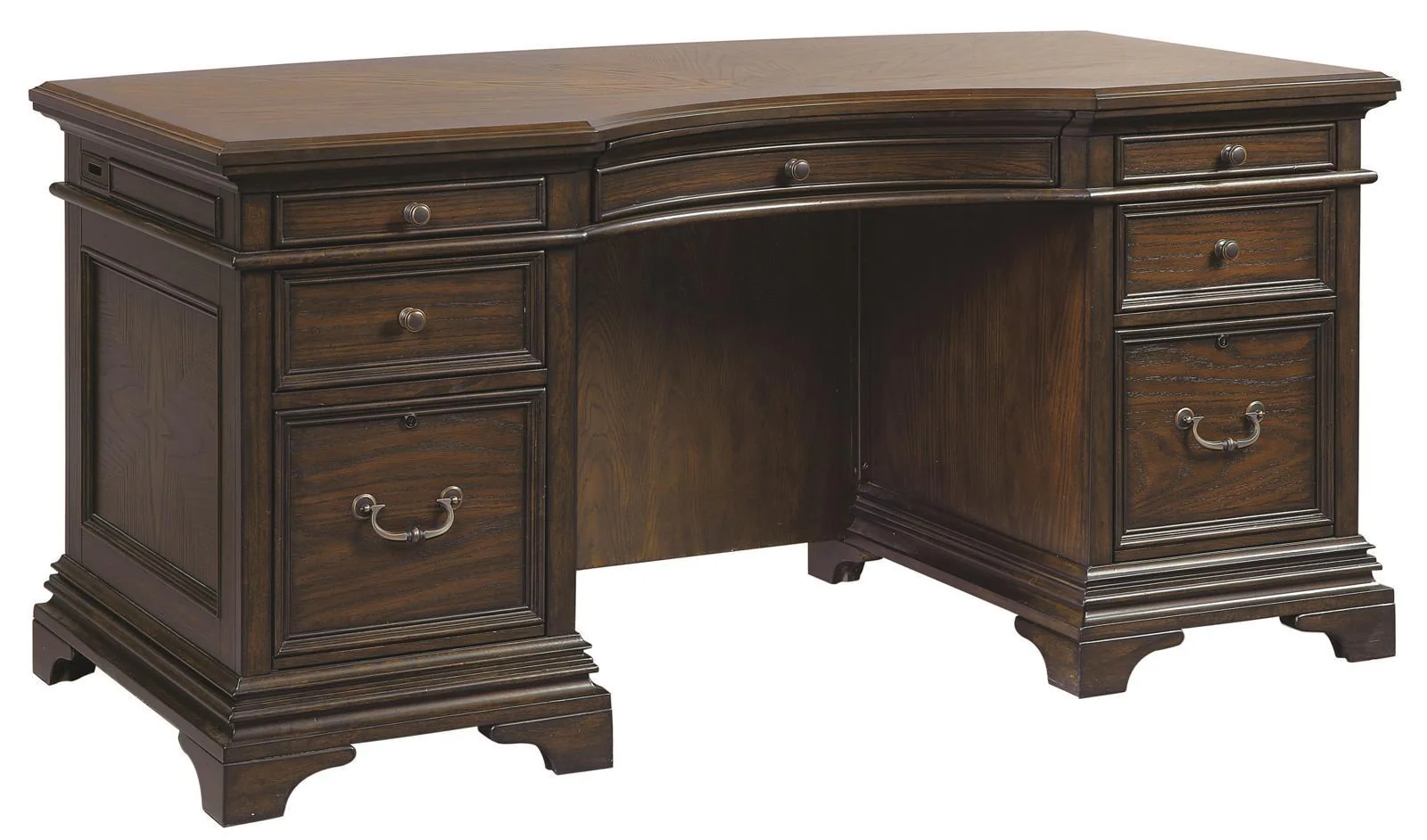Aspenhome Essex 66" Curved Executive Desk in Molasses Brown - Image 2