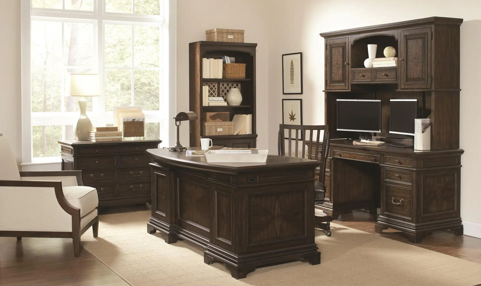 Aspenhome Essex 66" Curved Executive Desk in Molasses Brown - Image 4
