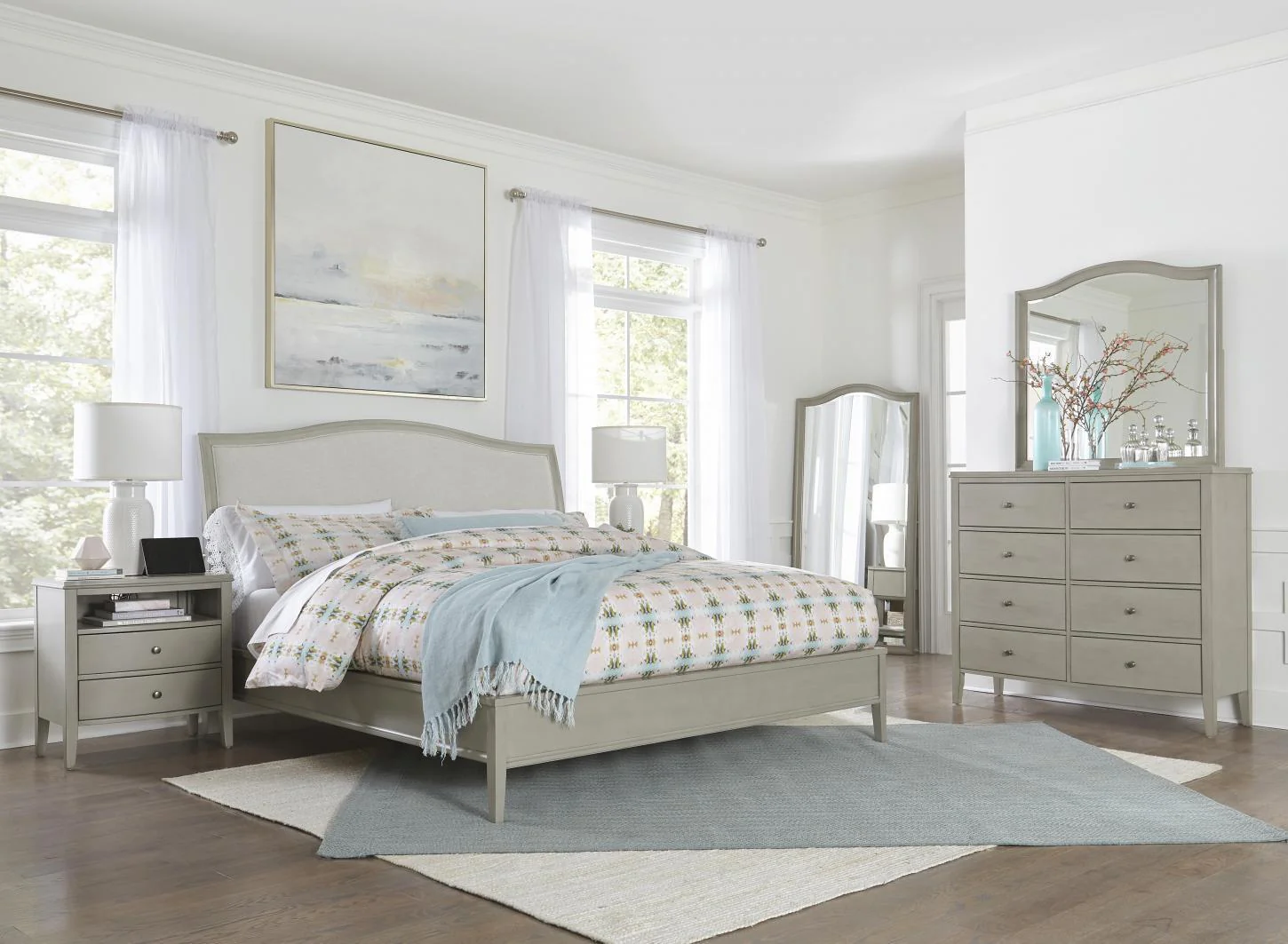 Aspenhome Furniture Charlotte California King Upholstered Sleigh Bed in Shale - Image 4