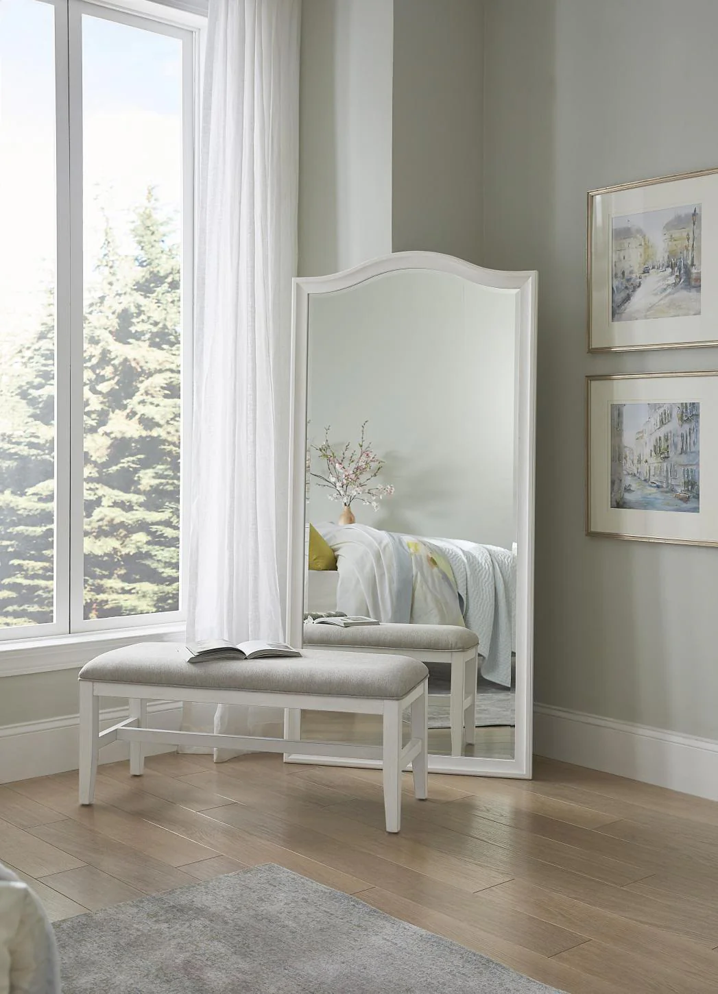 Aspenhome Furniture Charlotte Floor Mirror in White - Image 2