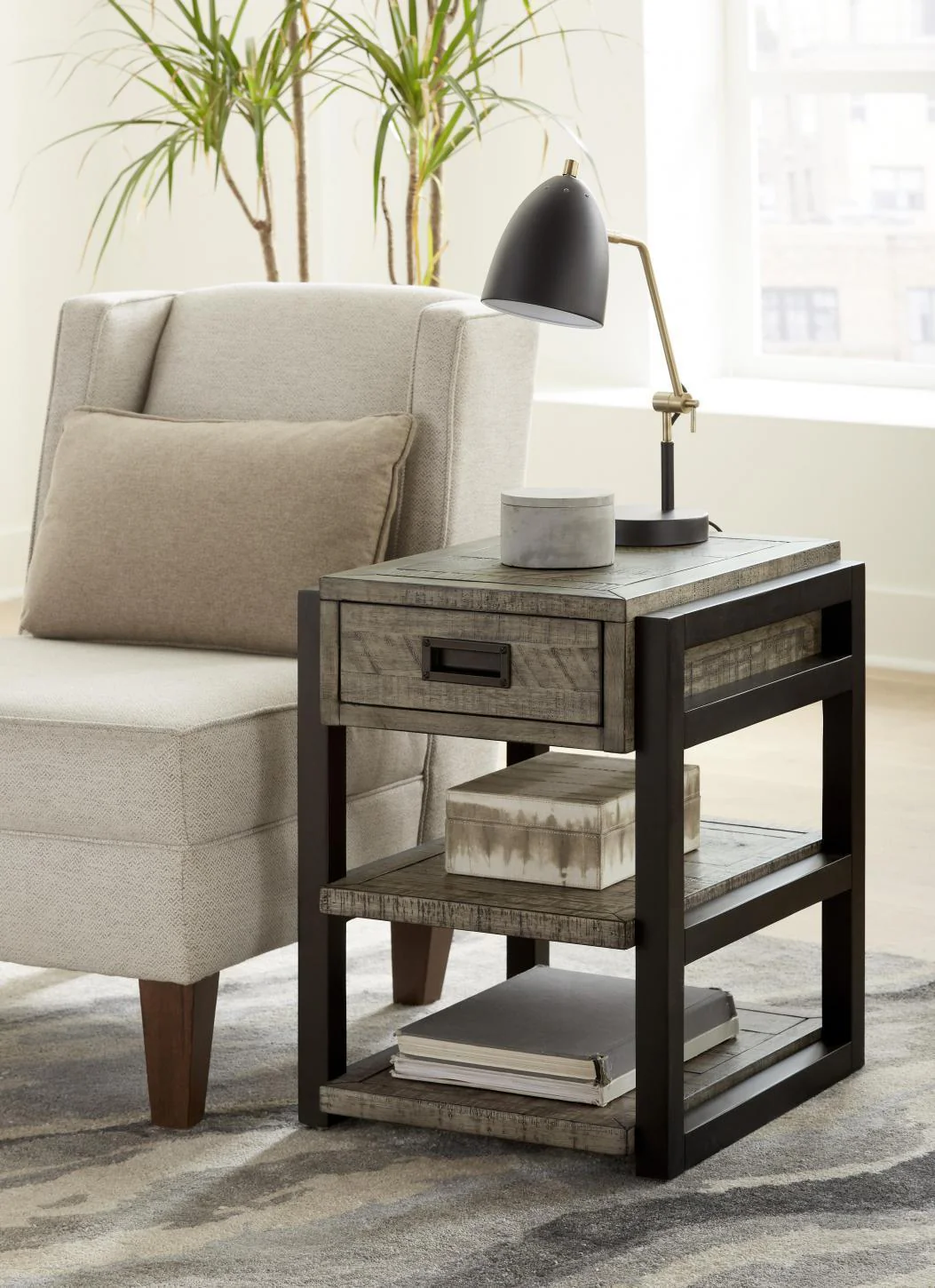 Aspenhome Furniture Grayson Chairside Table in Cinder Grey - Image 3