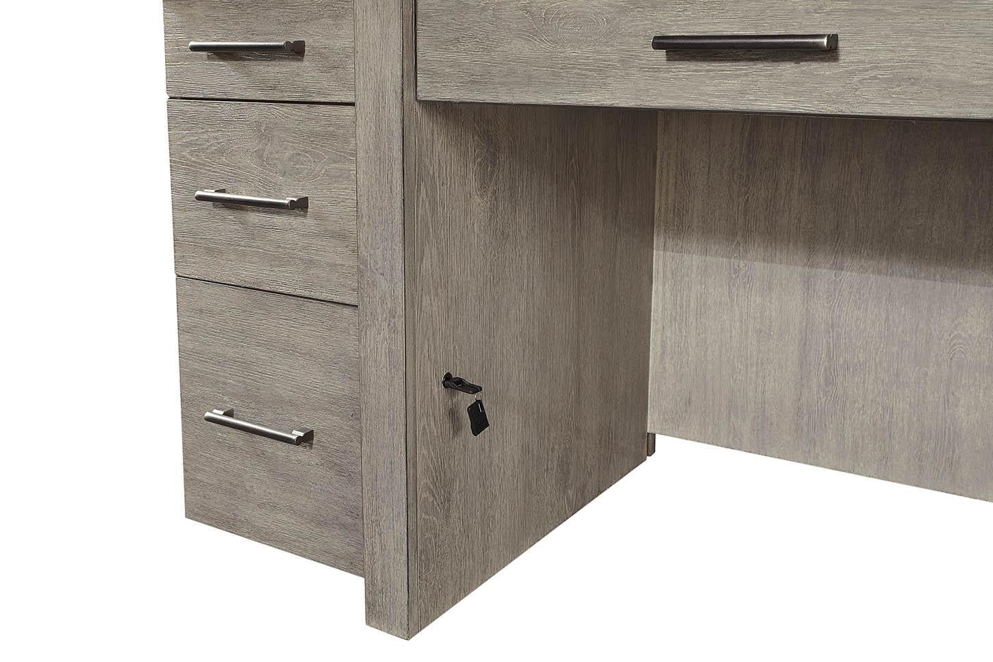 Aspenhome Furniture Platinum 60" Desk with Open Shelves in Gray Linen - Image 3