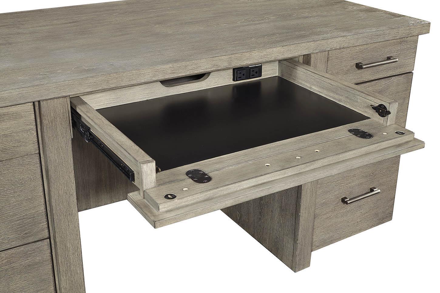 Aspenhome Furniture Platinum 66" Executive Desk in Gray Linen - Image 5