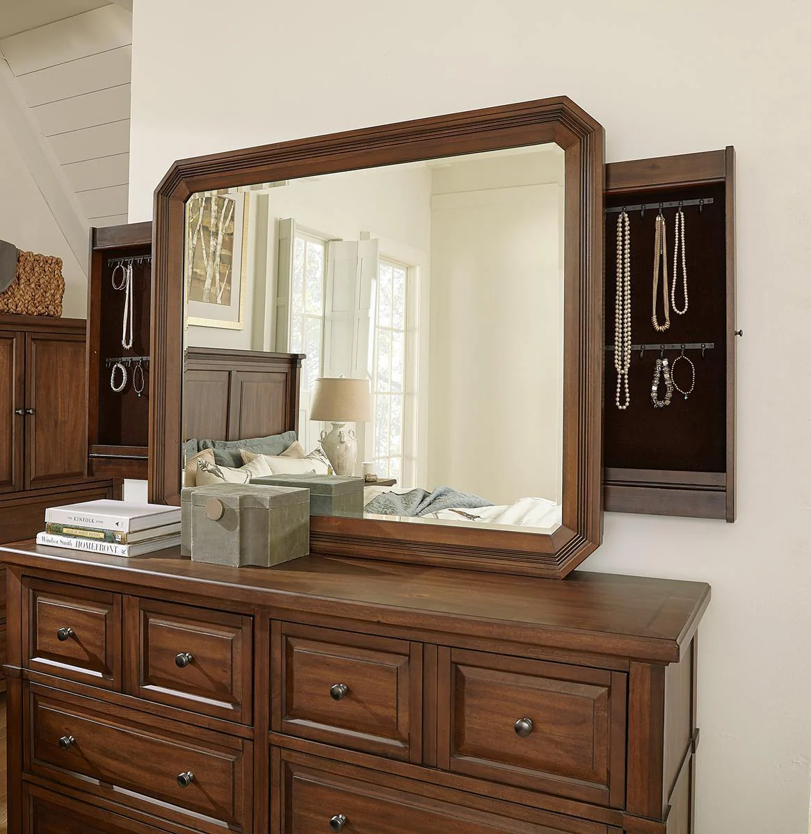 Aspenhome Furniture Thornton Mirror with Jewelry Storage in Sienna - Image 3