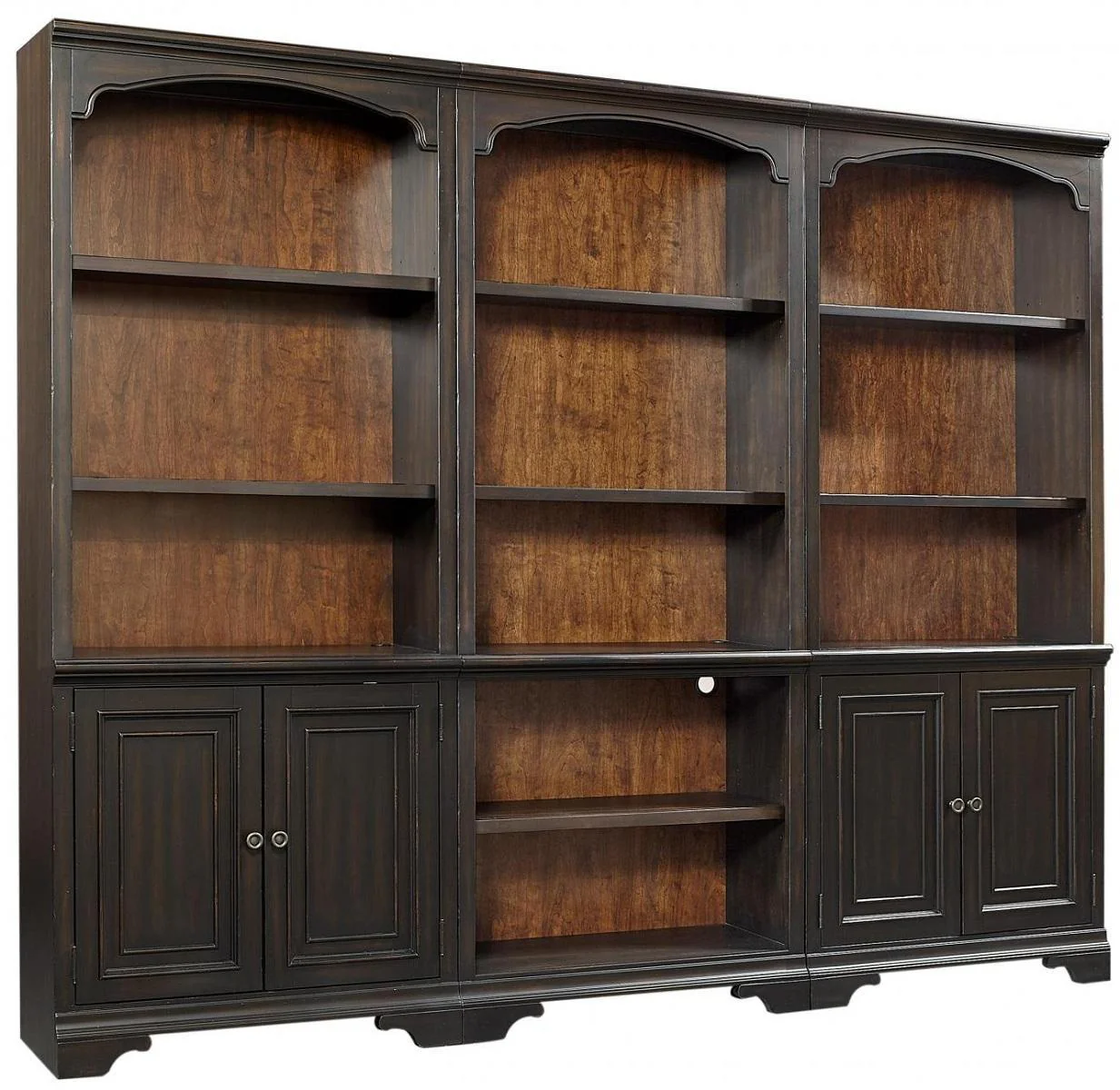 Aspenhome Hampton Open Bookcase Wall in Black Cherry - Image 3