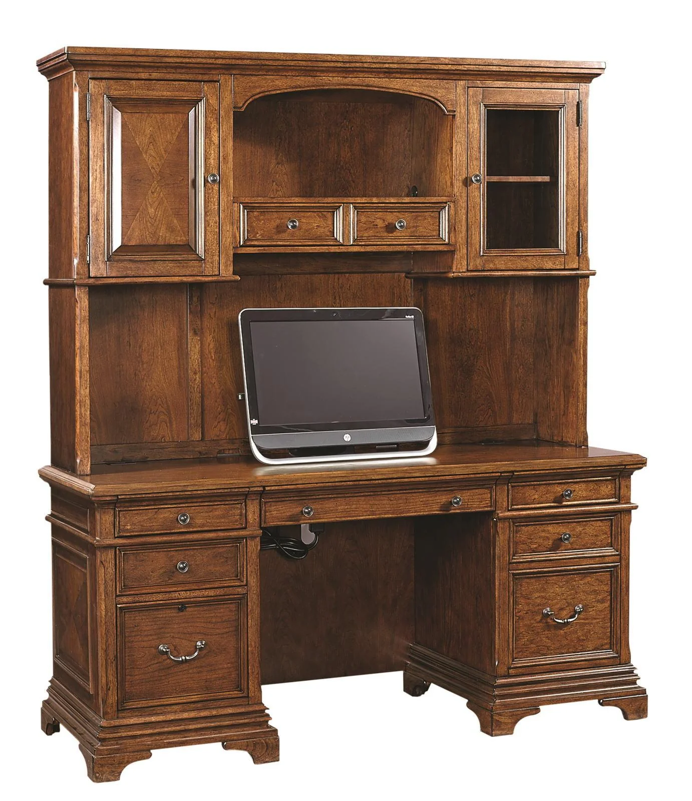 Aspenhome Hawthorne 66" Credenza and Hutch in Brown Cherry - Image 2