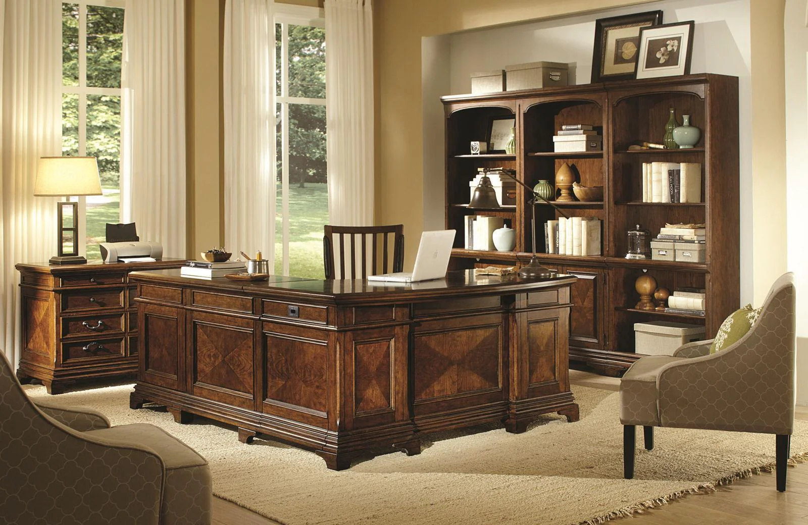 Aspenhome Hawthorne Desk and Reversible Return in Brown Cherry - Image 4