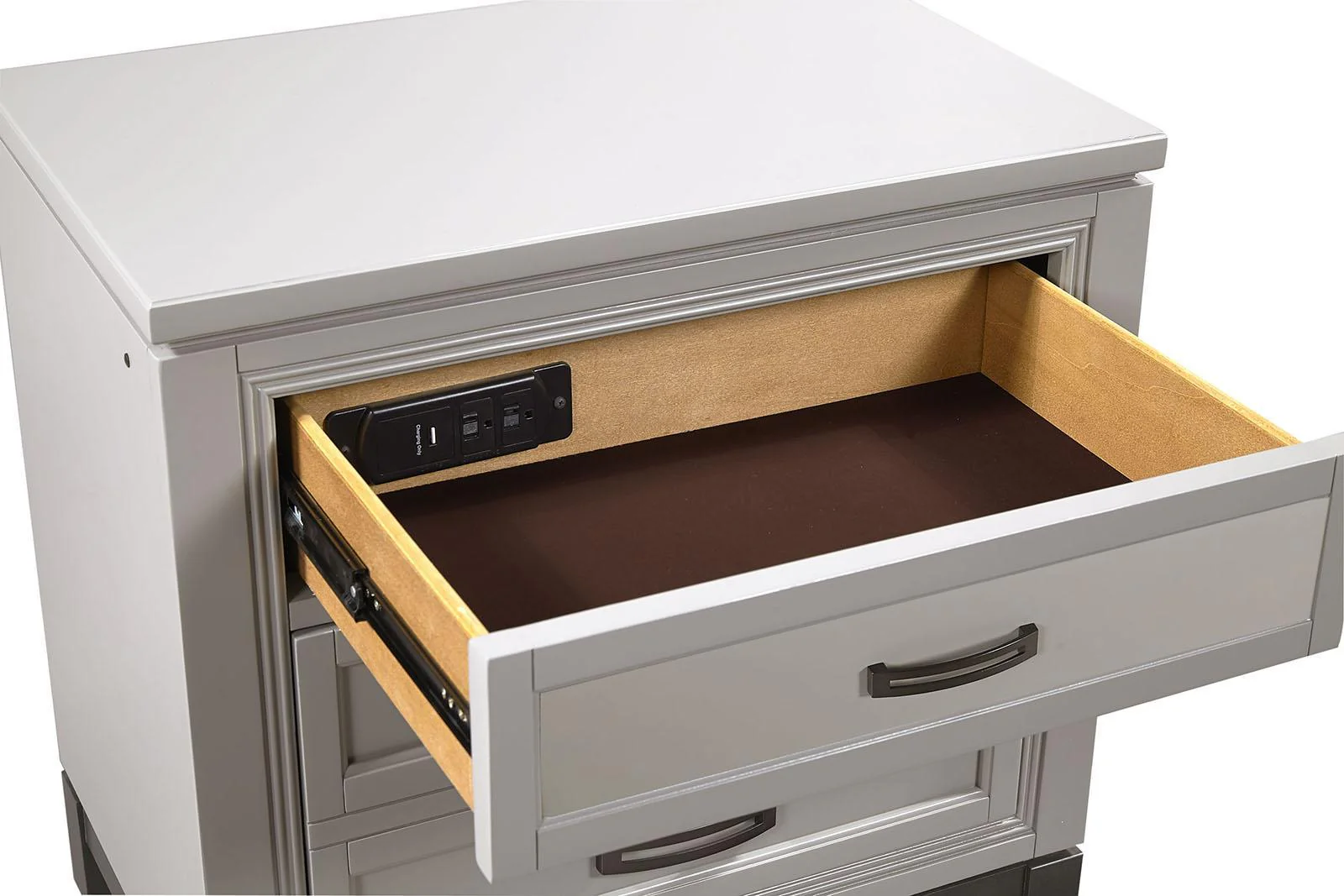 Aspenhome Hyde Park Liv360 2 Drawer Nightstand in Light Gray - Image 2