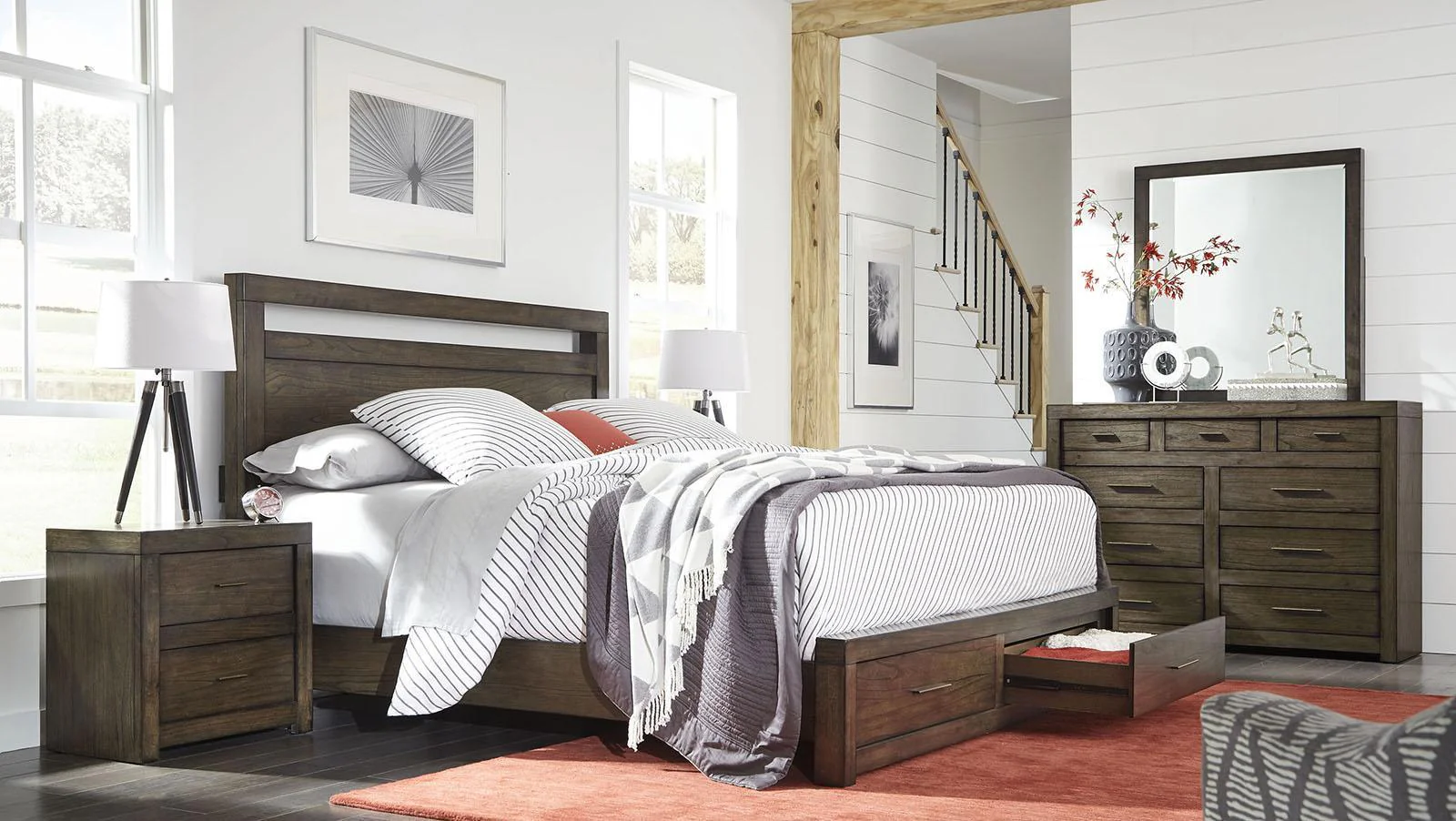 Aspenhome Modern Loft King Panel Storage Bed in Brownstone - Image 2