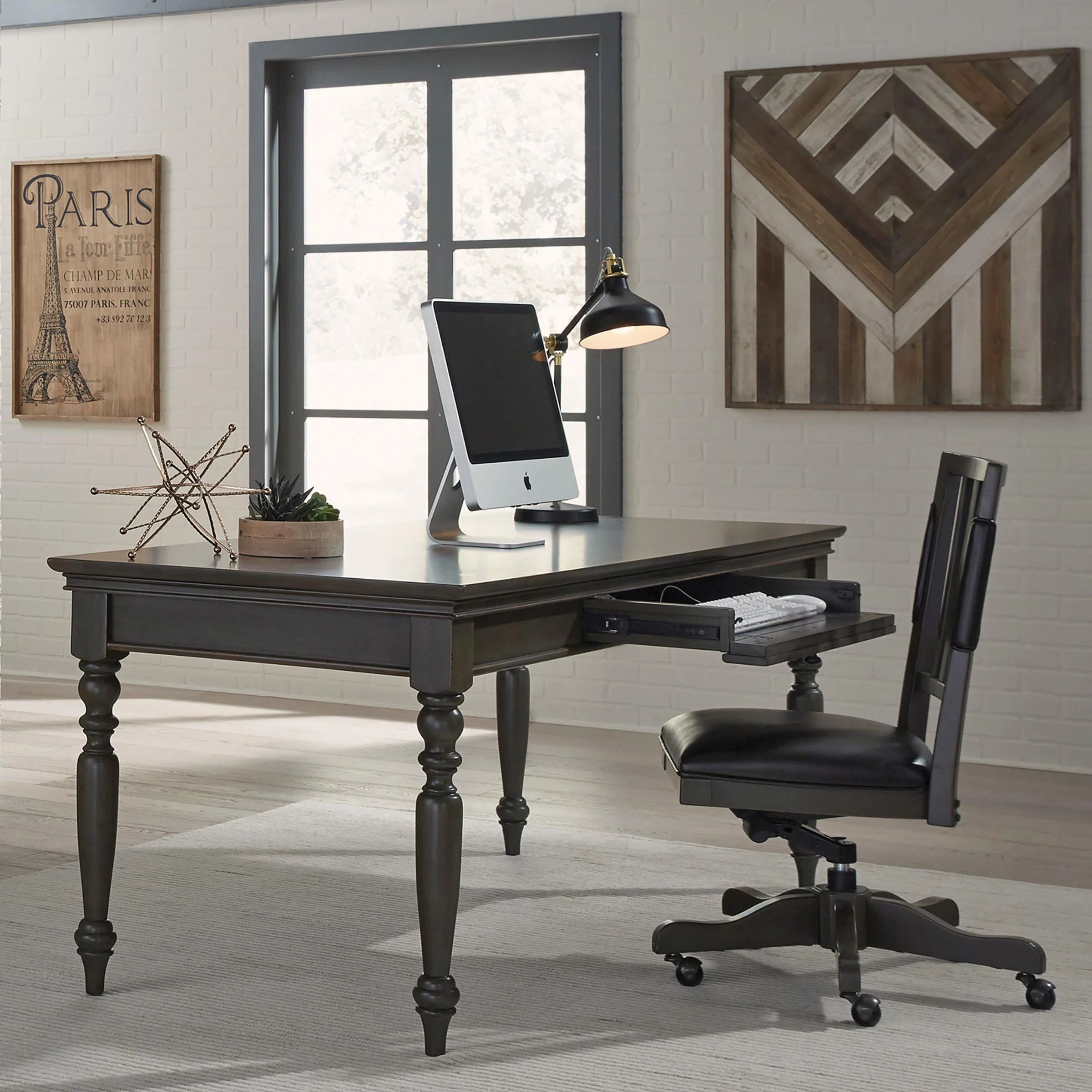 Aspenhome Oxford 72" Writing Desk in Peppercorn - Image 2