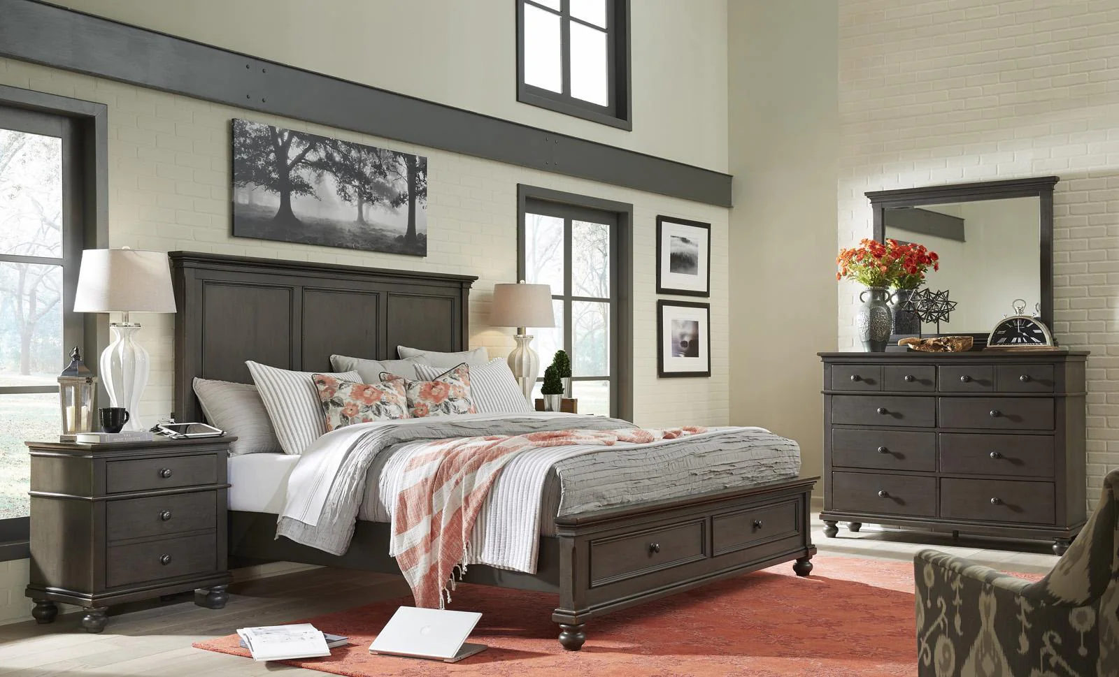 Aspenhome Oxford California King Panel Storage Bed in Peppercorn - Image 2