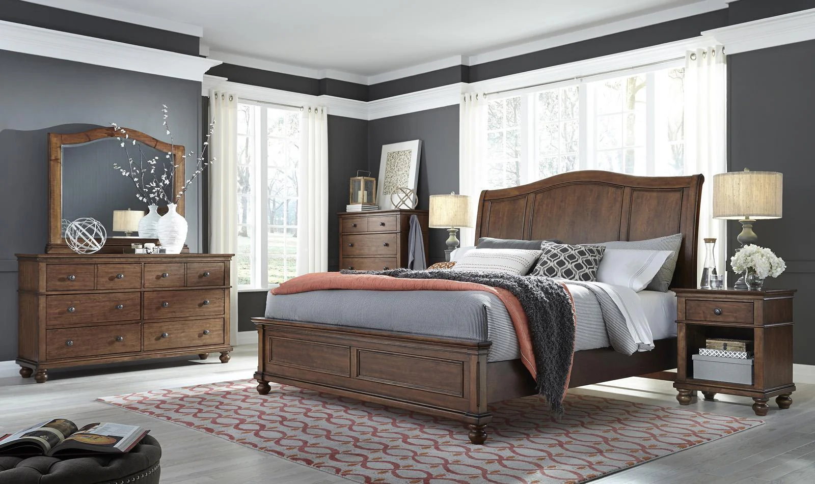 Aspenhome Oxford California King Sleigh Bed in Whiskey Brown - Image 2