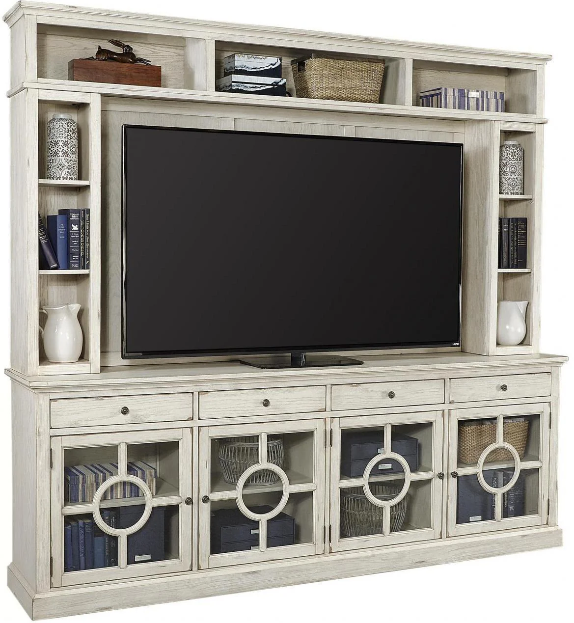 Aspenhome Radius 96'Console and Hutch in White - Image 2