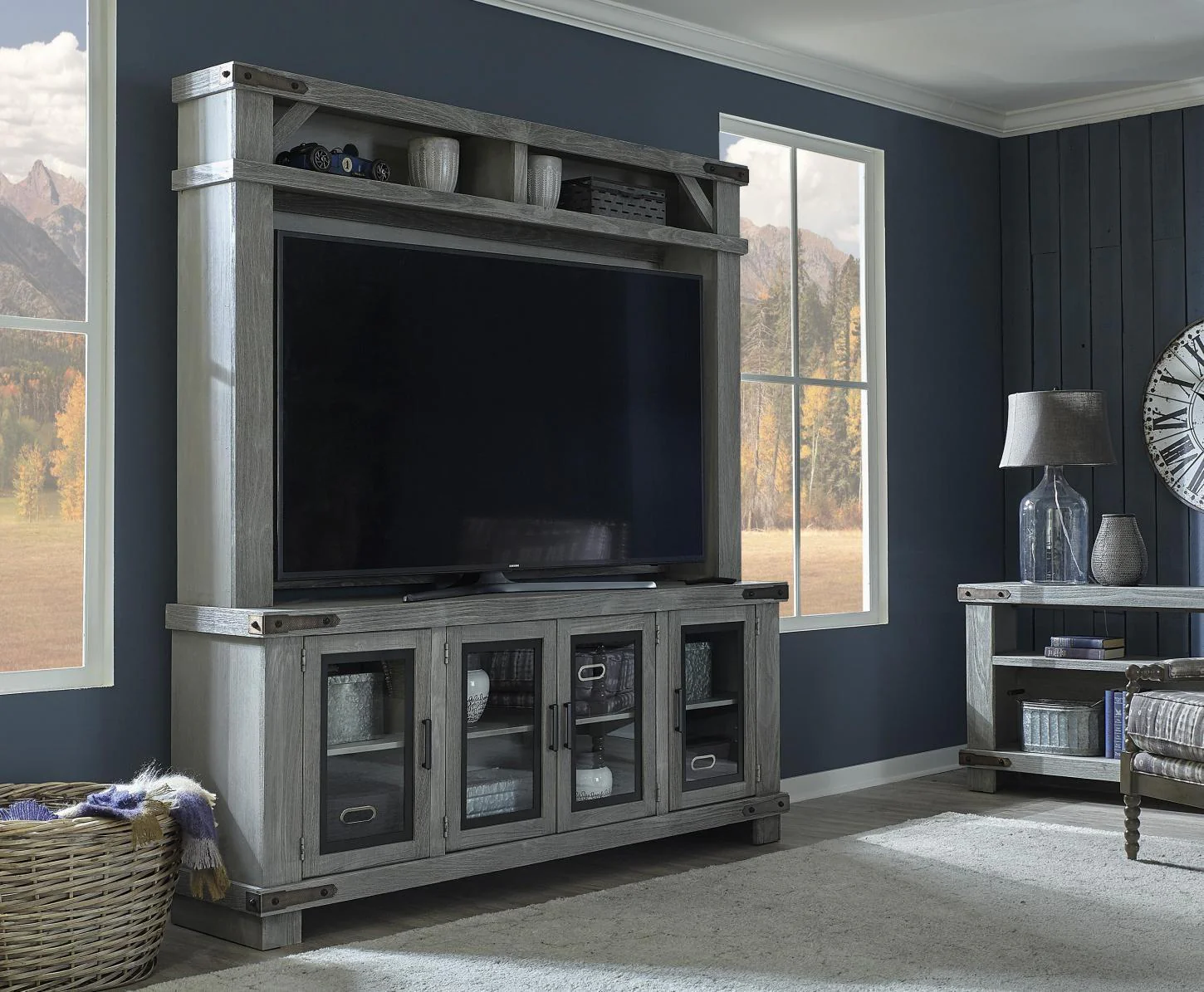 Aspenhome Sawyer 78"Console and Hutch in Lighthouse Grey - Image 2
