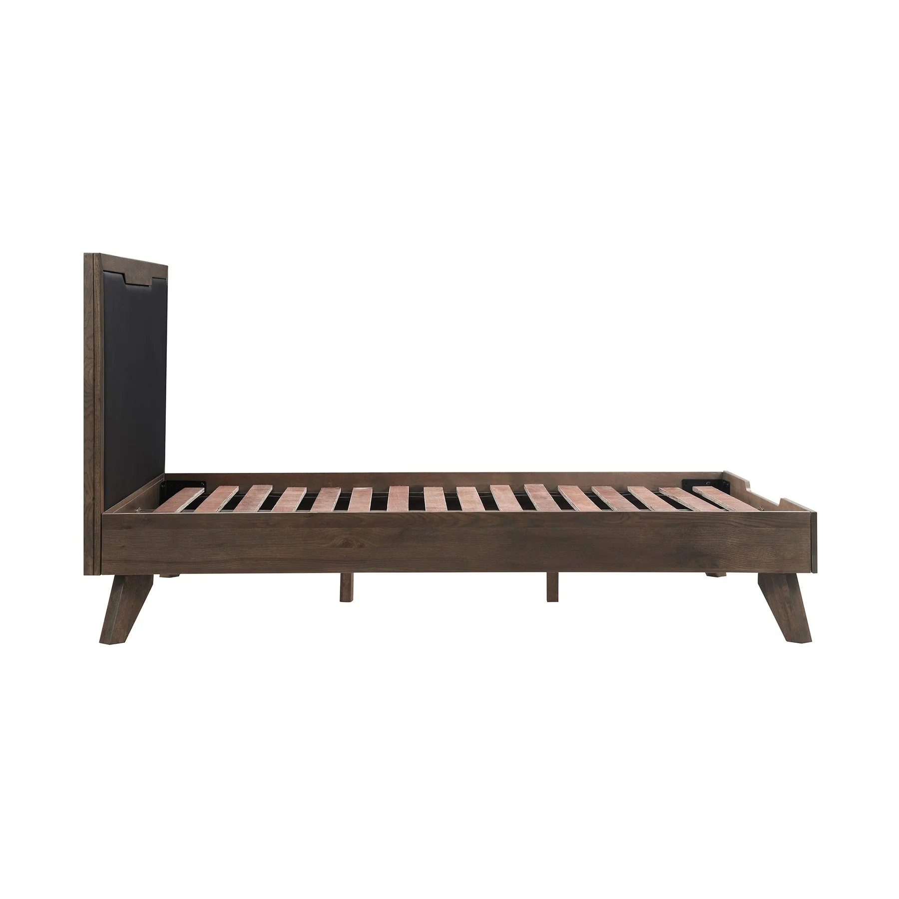 Astoria 3 Piece Queen Bedroom Set in Oak with Black Faux Leather - Image 3