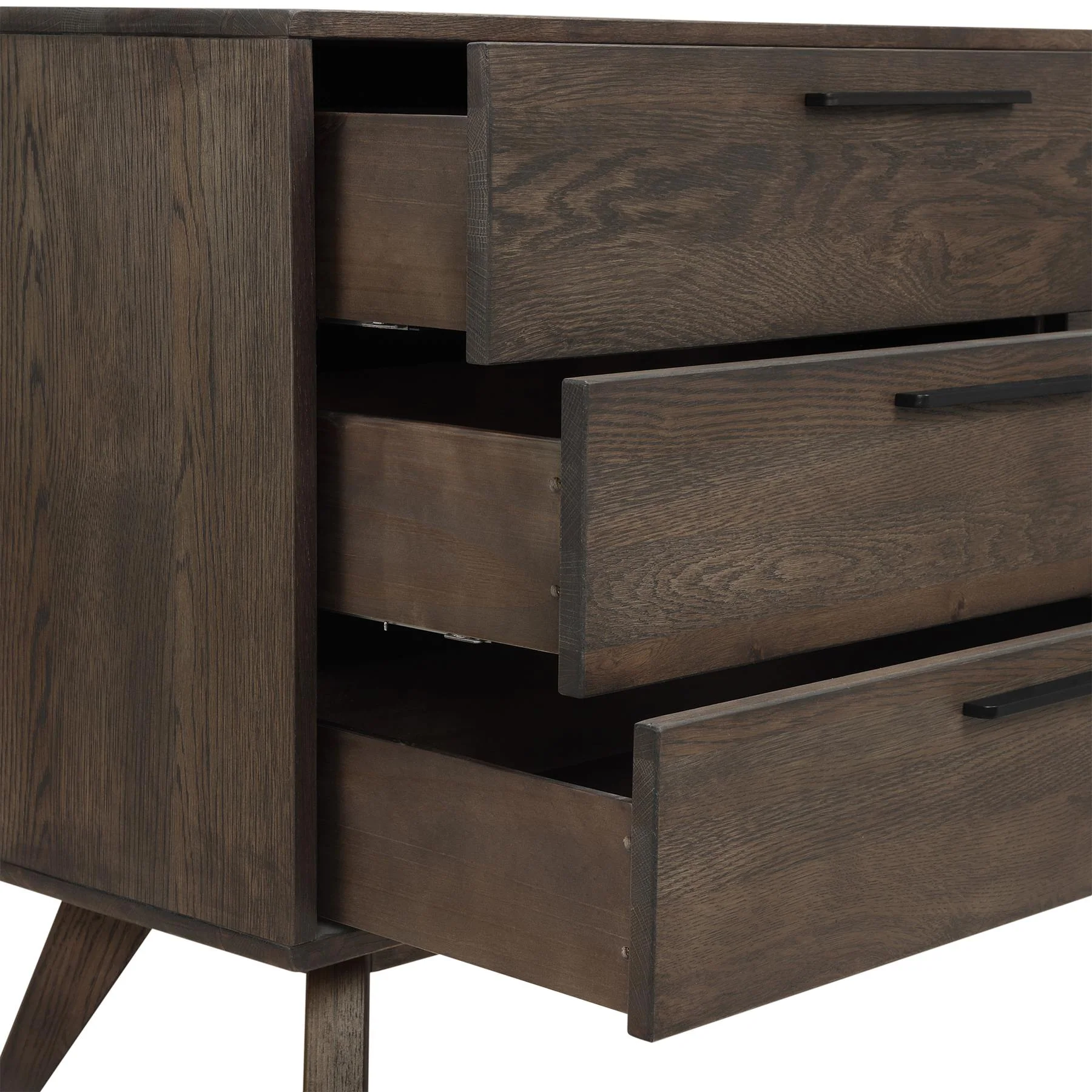 Astoria 4 Piece Queen Bedroom Set in Oak with Black Faux Leather - Image 6