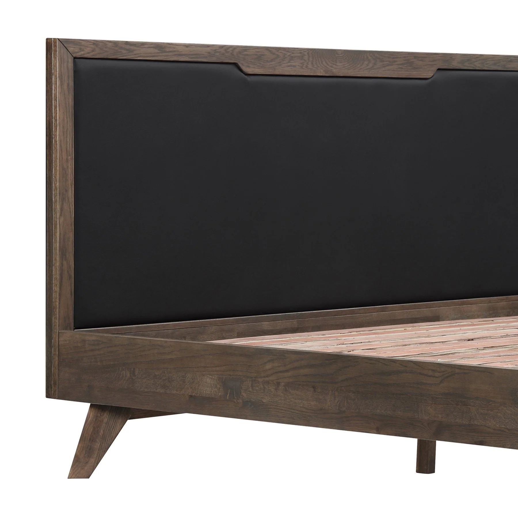 Astoria King Platform Bed Frame in Oak with Black Faux Leather - Image 4