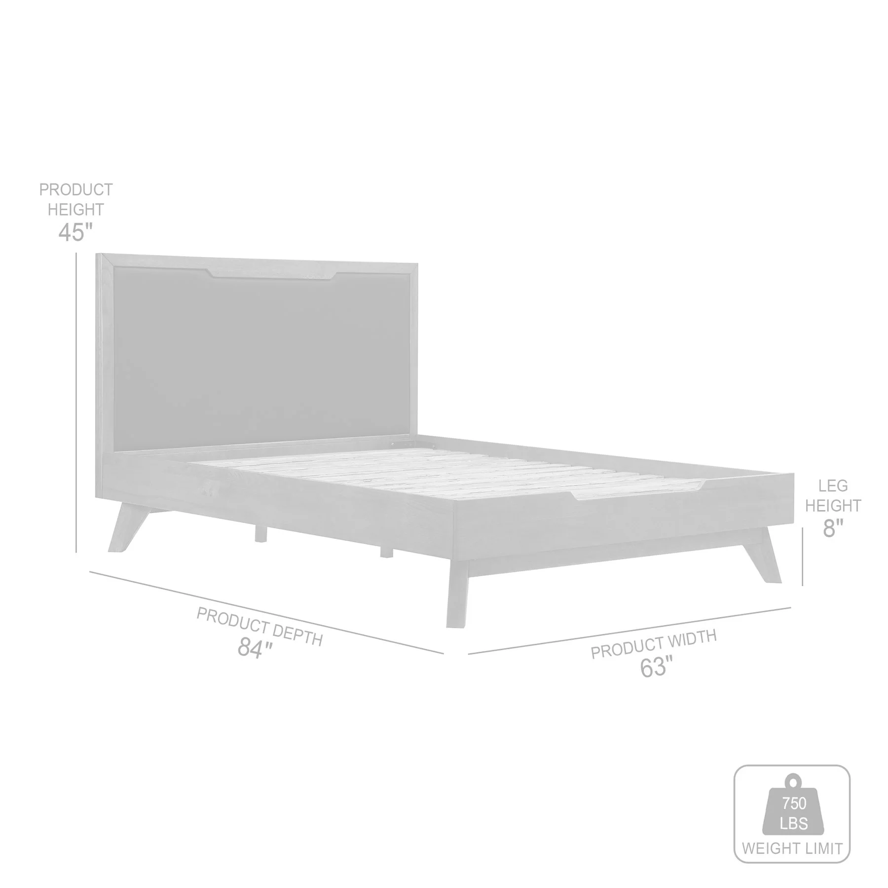 Astoria Queen Platform Bed Frame in Oak with Black Faux Leather - Image 9