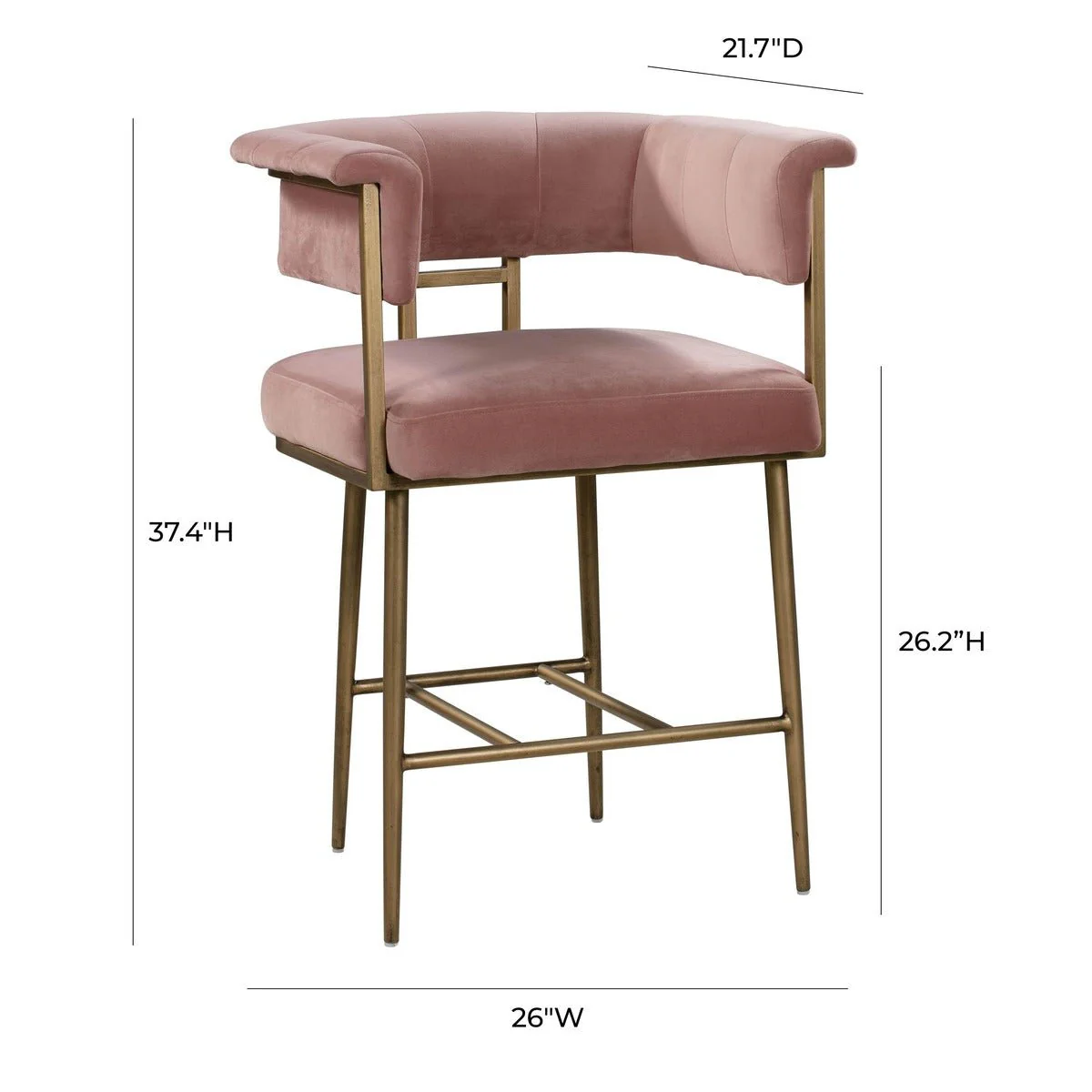 Astrid Blush Velvet Counter Stool - Image 8