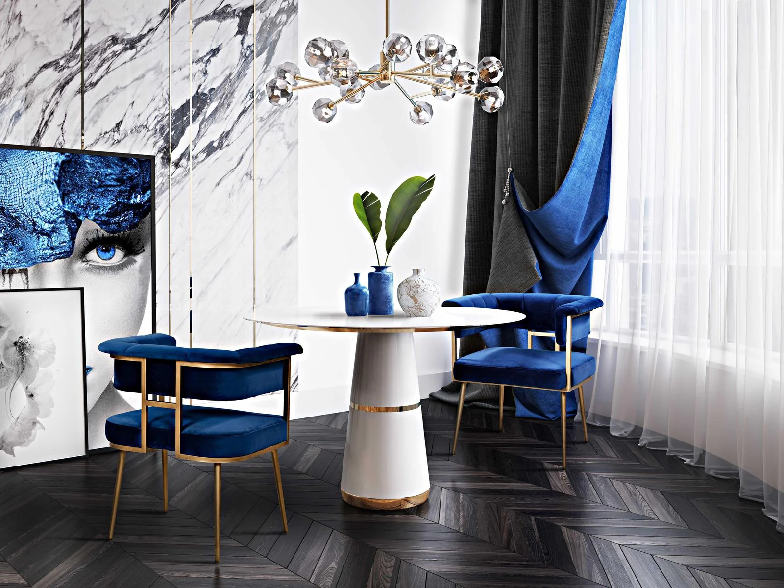 Astrid Navy Velvet Chair - Image 2
