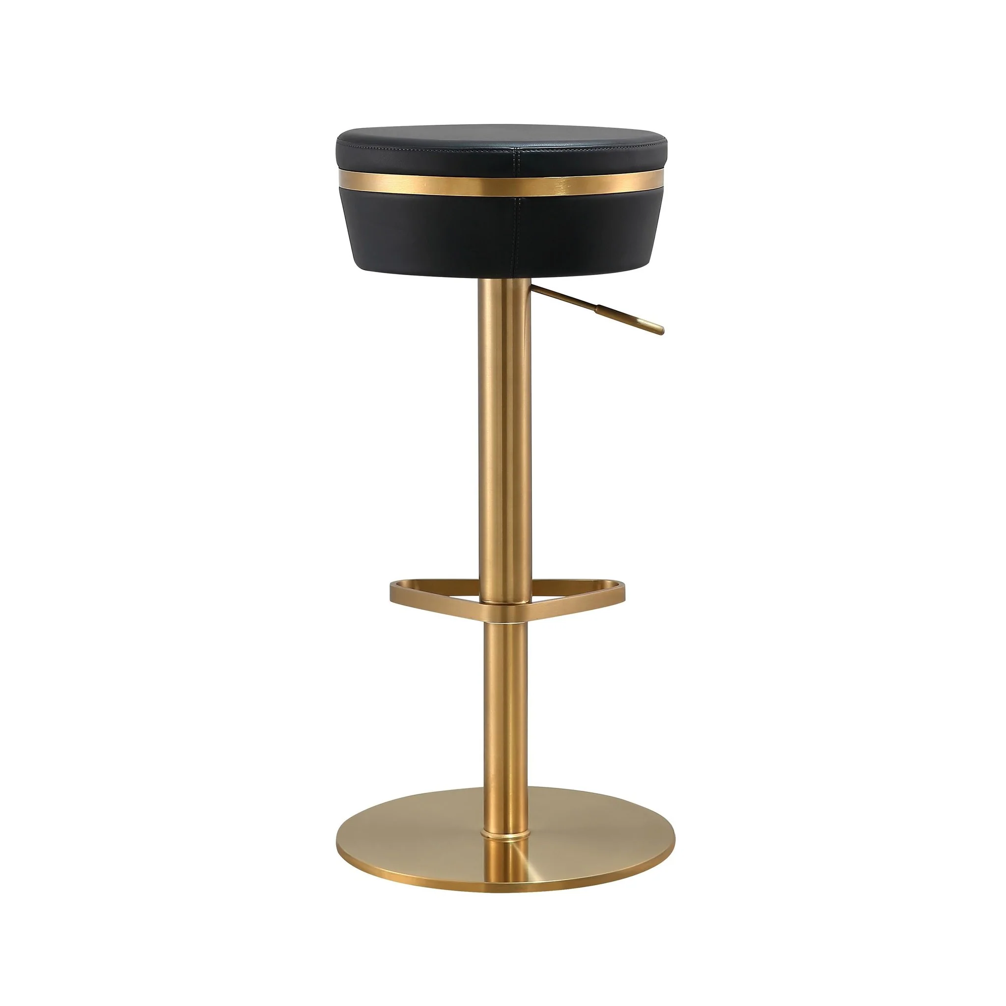 Astro Black Performance Vegan Leather and Gold Adjustable Stool - Image 4