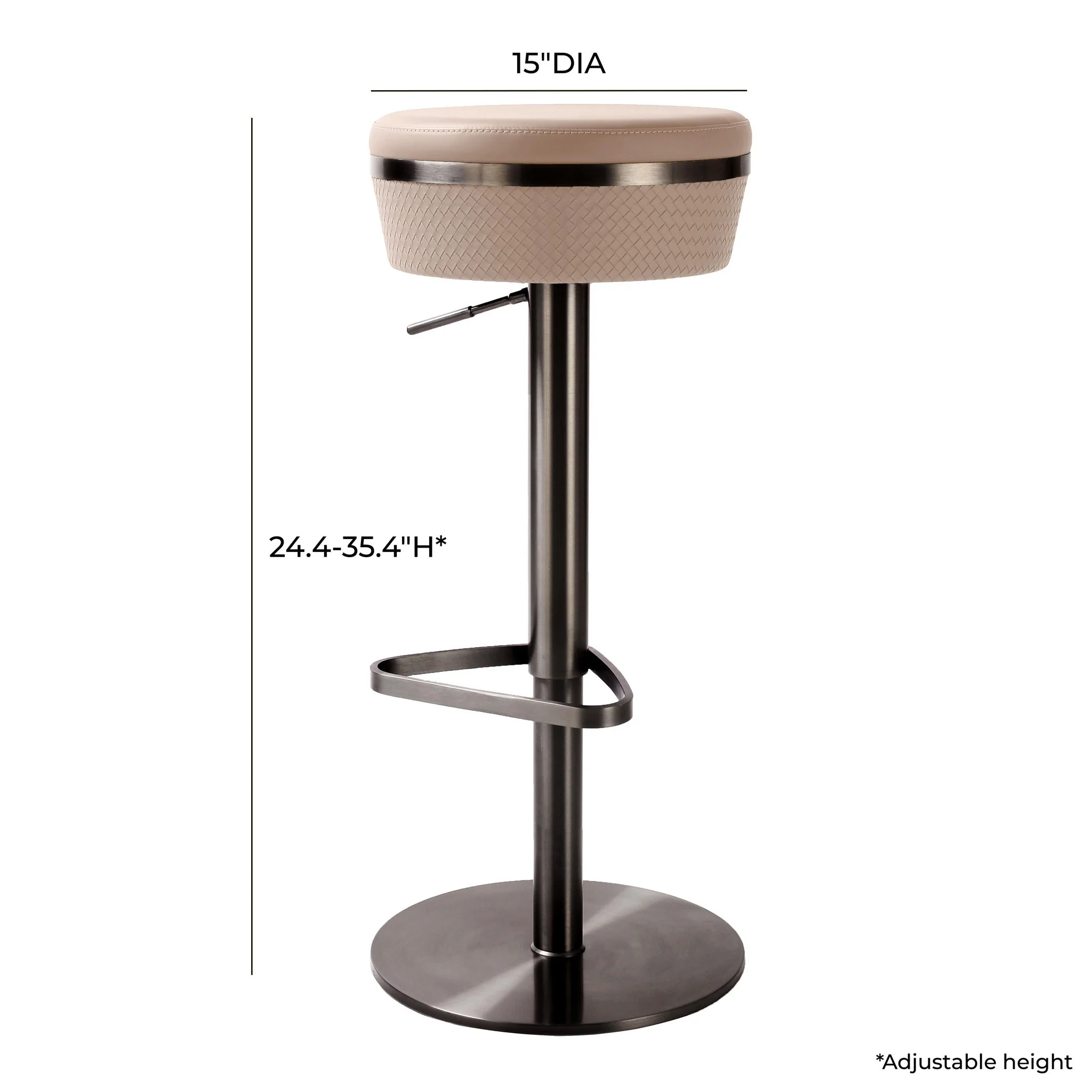 Astro Cafe au Lait Woven Performance Vegan Leather Adjustable Stool - Image 6