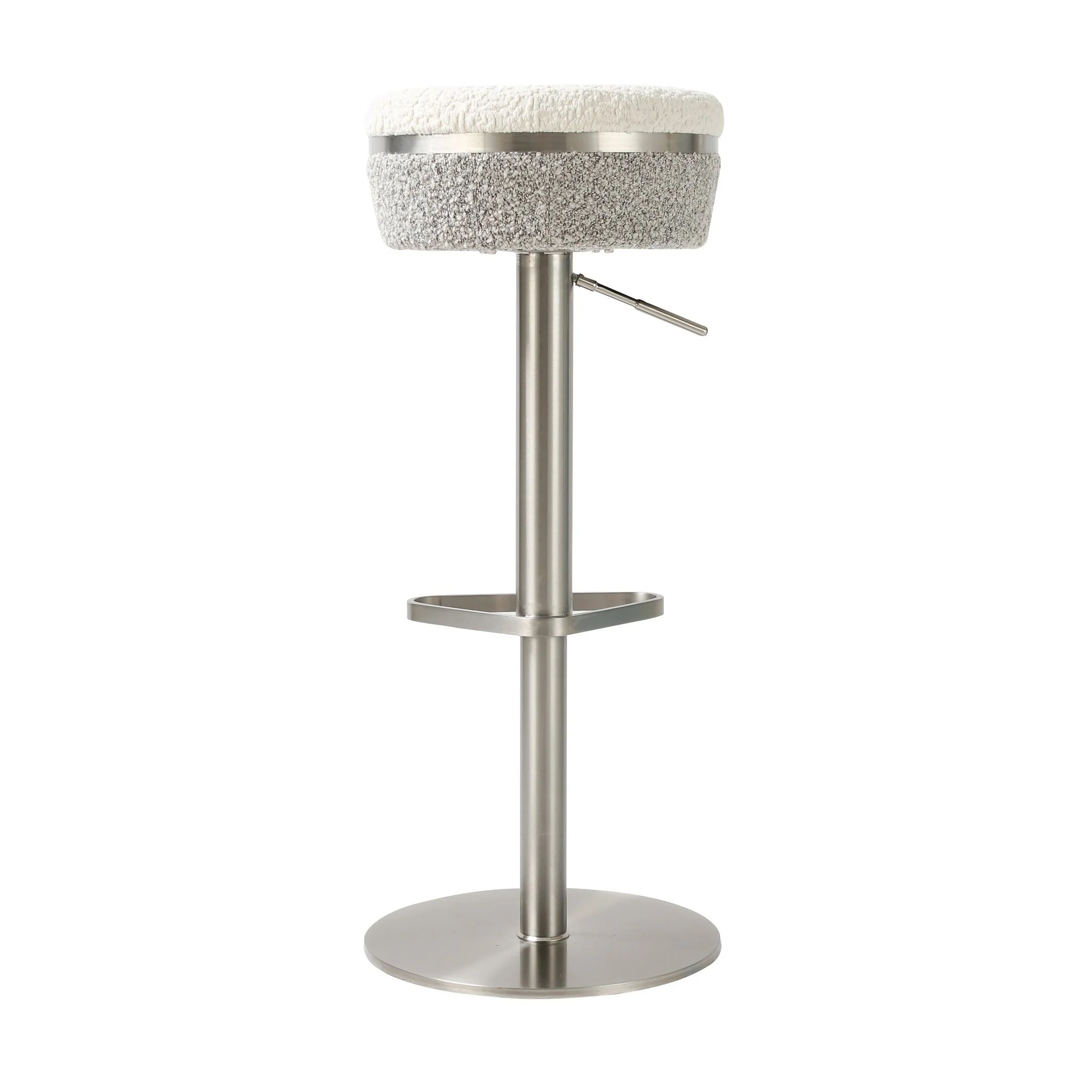 Astro White and Grey Boucle Adjustable Stool - Image 4