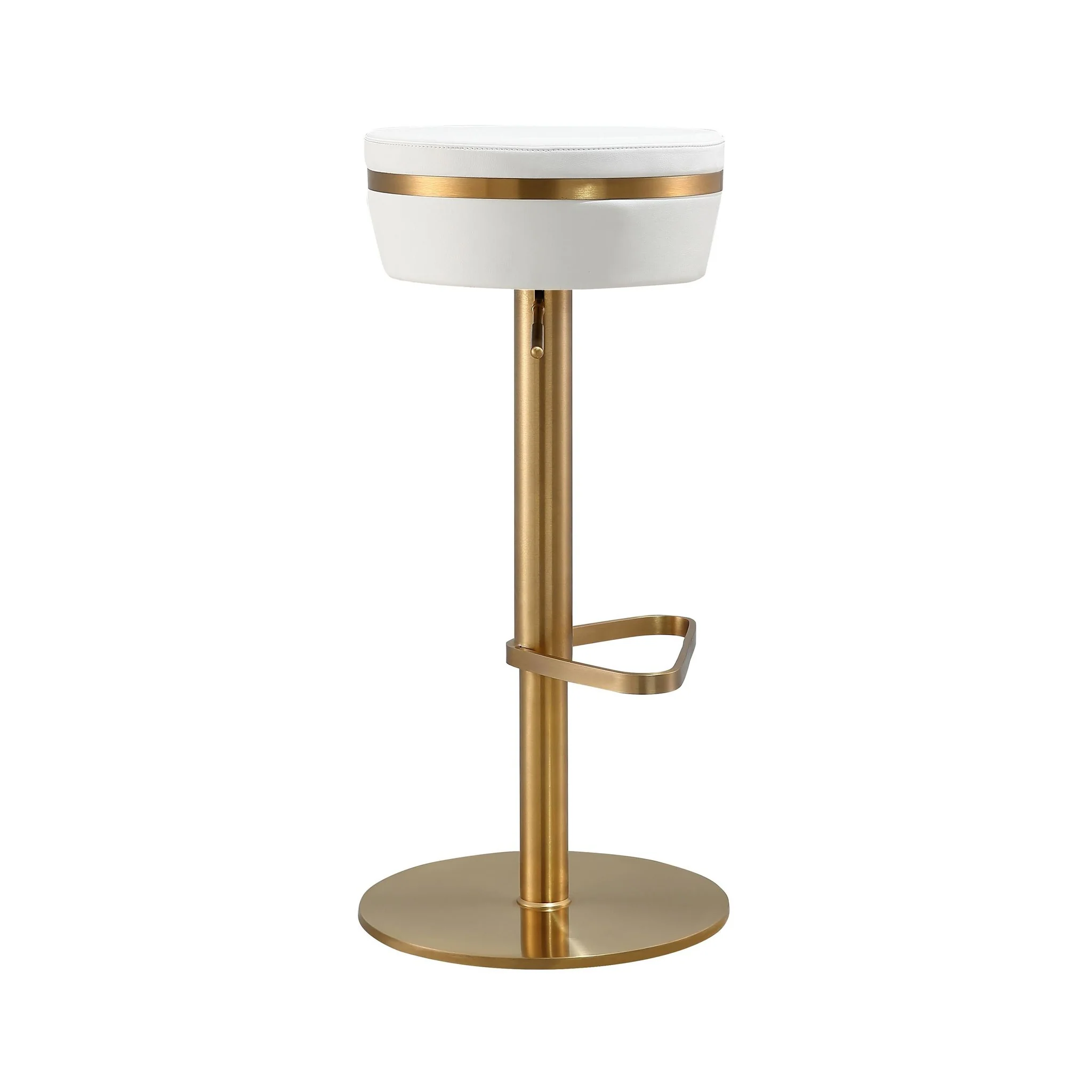 Astro White Performance Vegan Leather and Gold Adjustable Stool - Image 5