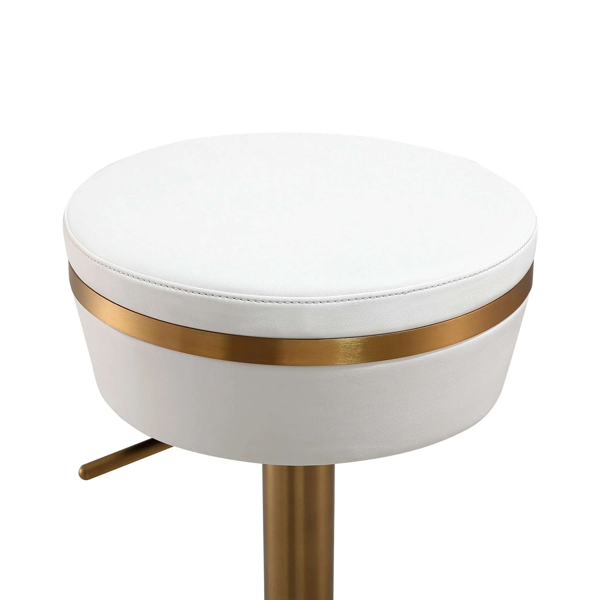 Astro White Performance Vegan Leather and Gold Adjustable Stool - Image 6