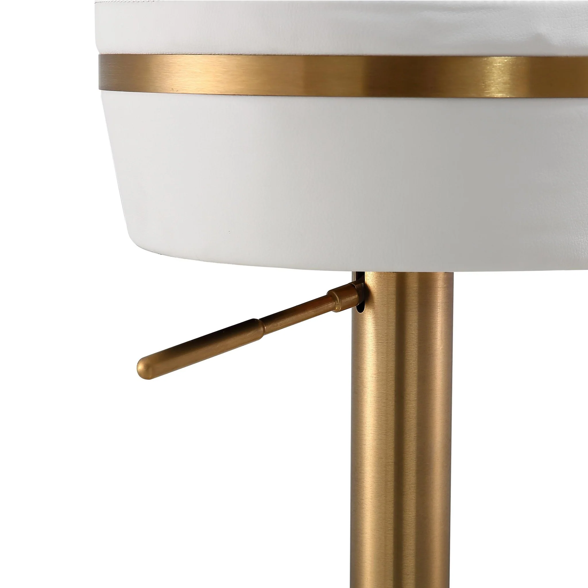 Astro White Performance Vegan Leather and Gold Adjustable Stool - Image 7