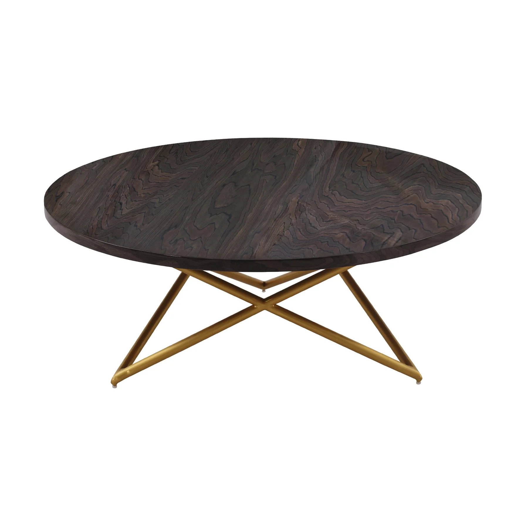 Atala Brown Veneer Coffee Table with Brushed Gold Legs - Image 2