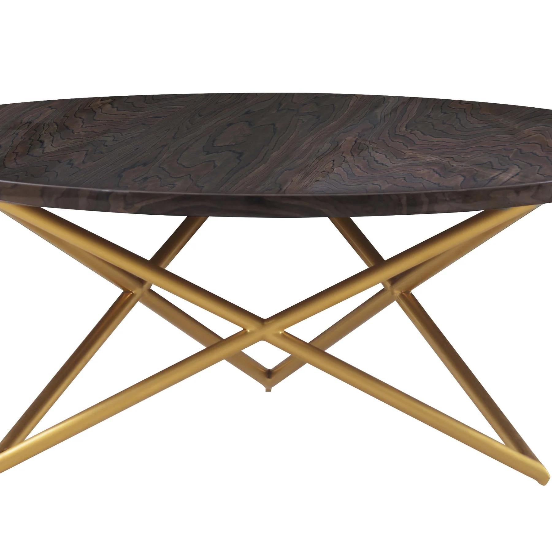 Atala Brown Veneer Coffee Table with Brushed Gold Legs - Image 5