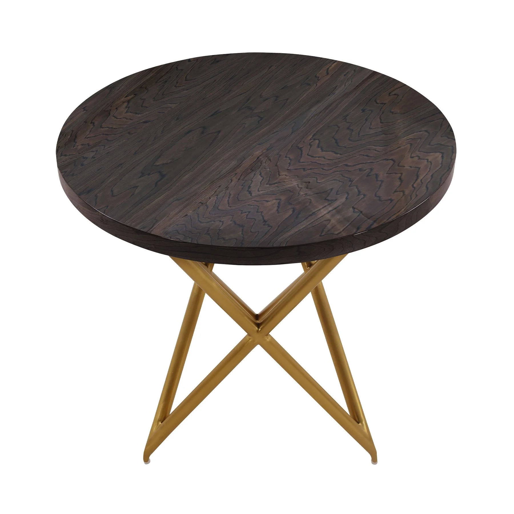Atala Brown Veneer End Table with Brushed Gold Legs - Image 3