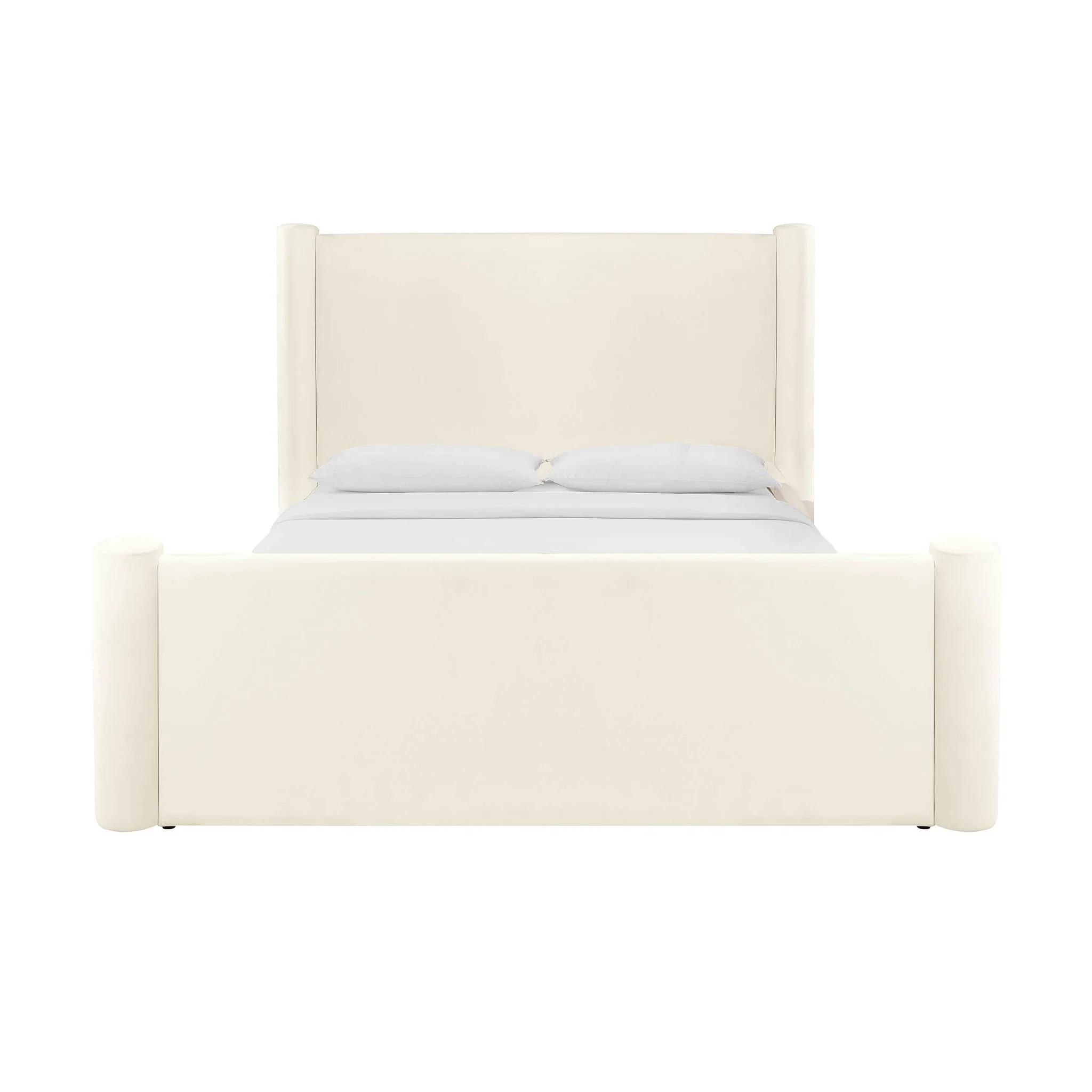 Athara Cream Velvet Queen Bed - Image 3