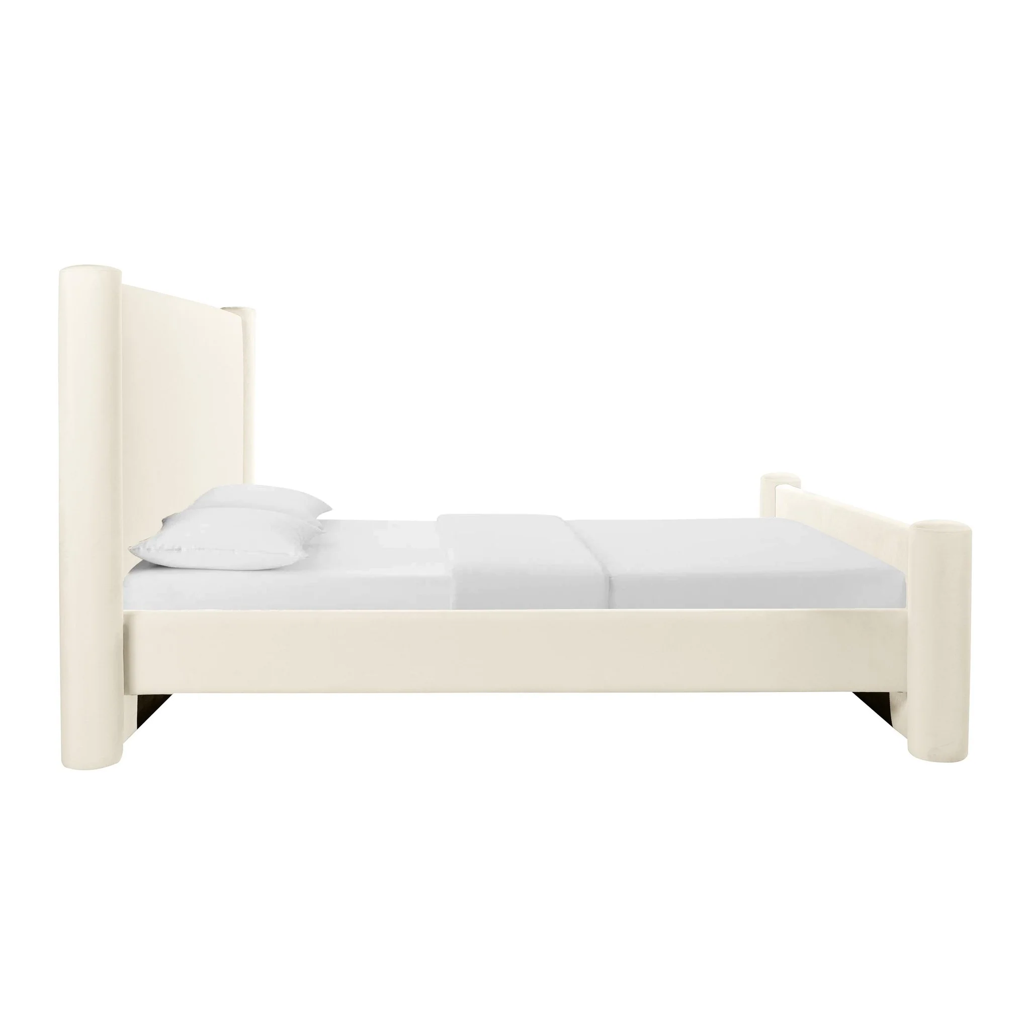 Athara Cream Velvet Queen Bed - Image 4