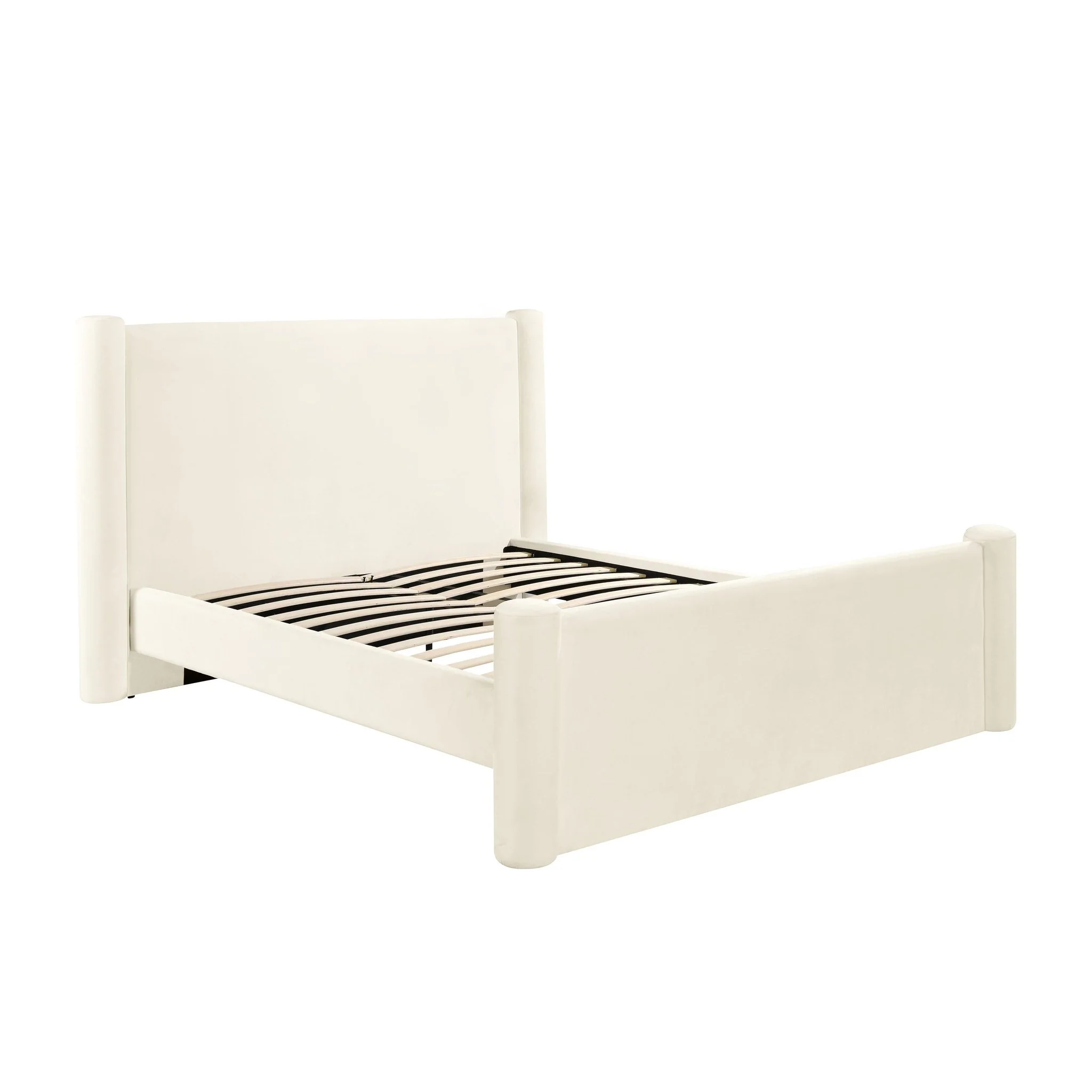 Athara Cream Velvet Queen Bed - Image 7