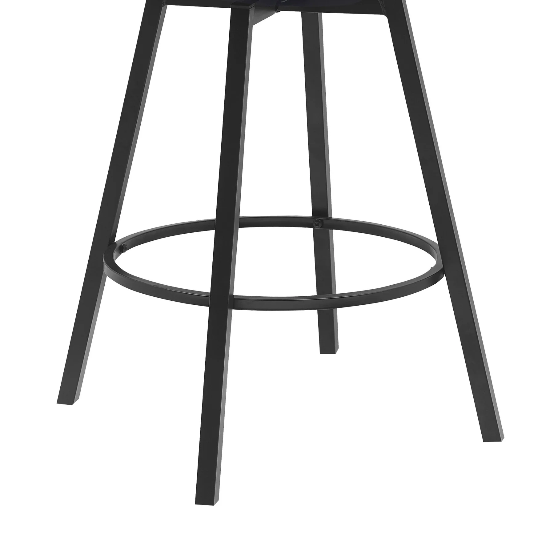 Athena 27" Swivel Walnut Wood Counter Stool in Cream Faux Leather with Black Metal - Image 6