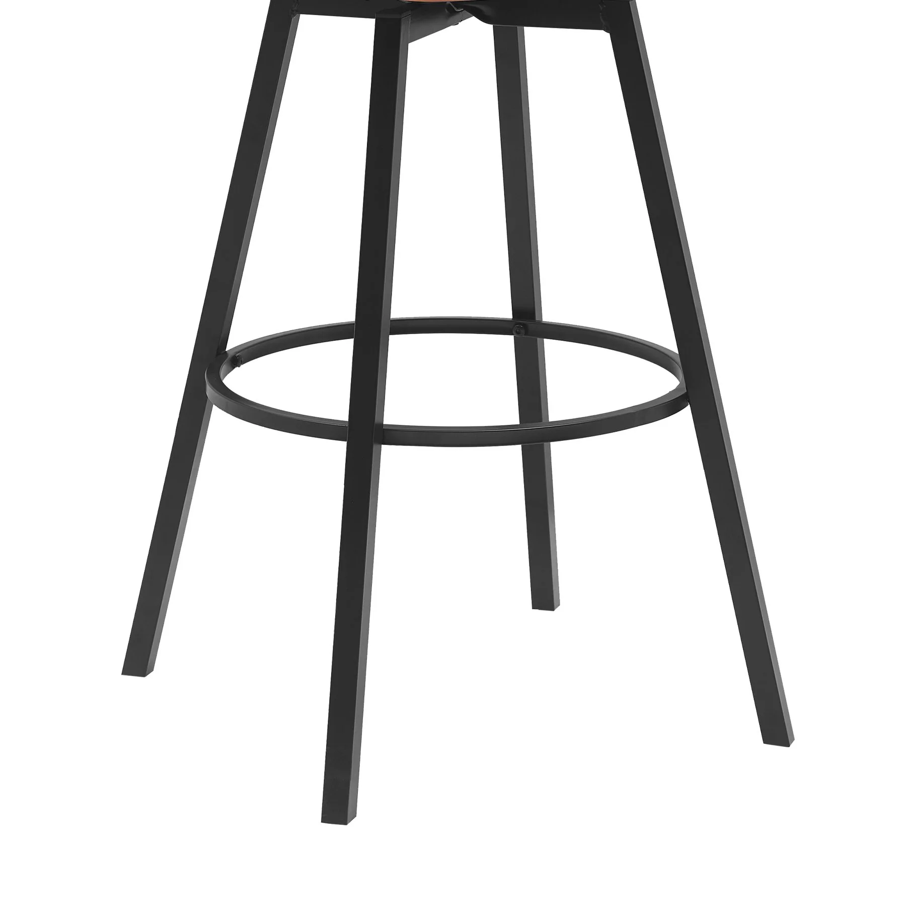 Athena 31" Swivel Walnut Wood Bar Stool in Gray Faux Leather with Black Metal - Image 6