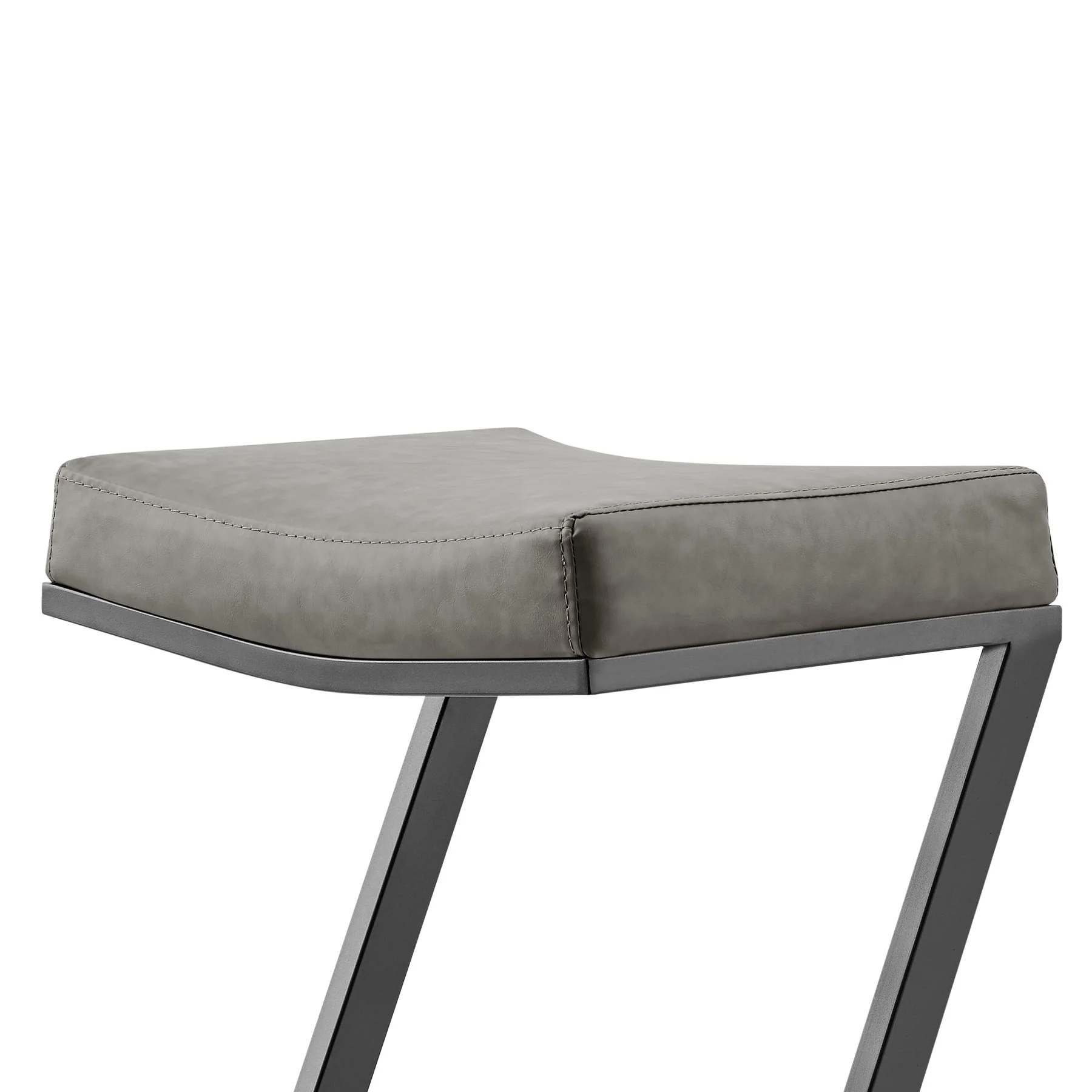 Atlantis 26" Backless Counter Stool with Matte Black Iron and Vintage Gray Faux Leather - Image 4