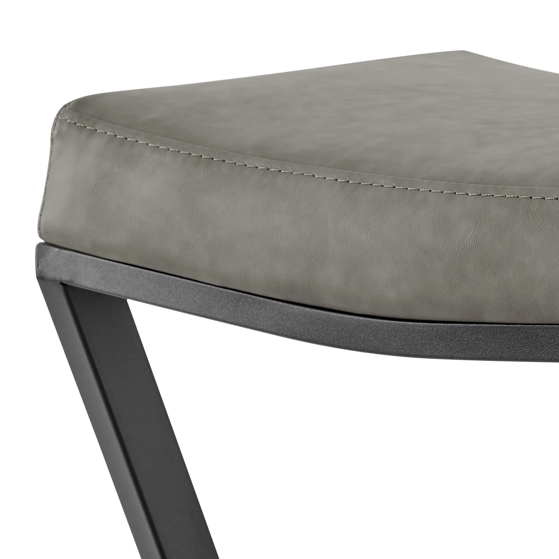 Atlantis 26" Backless Counter Stool with Matte Black Iron and Vintage Gray Faux Leather - Image 7