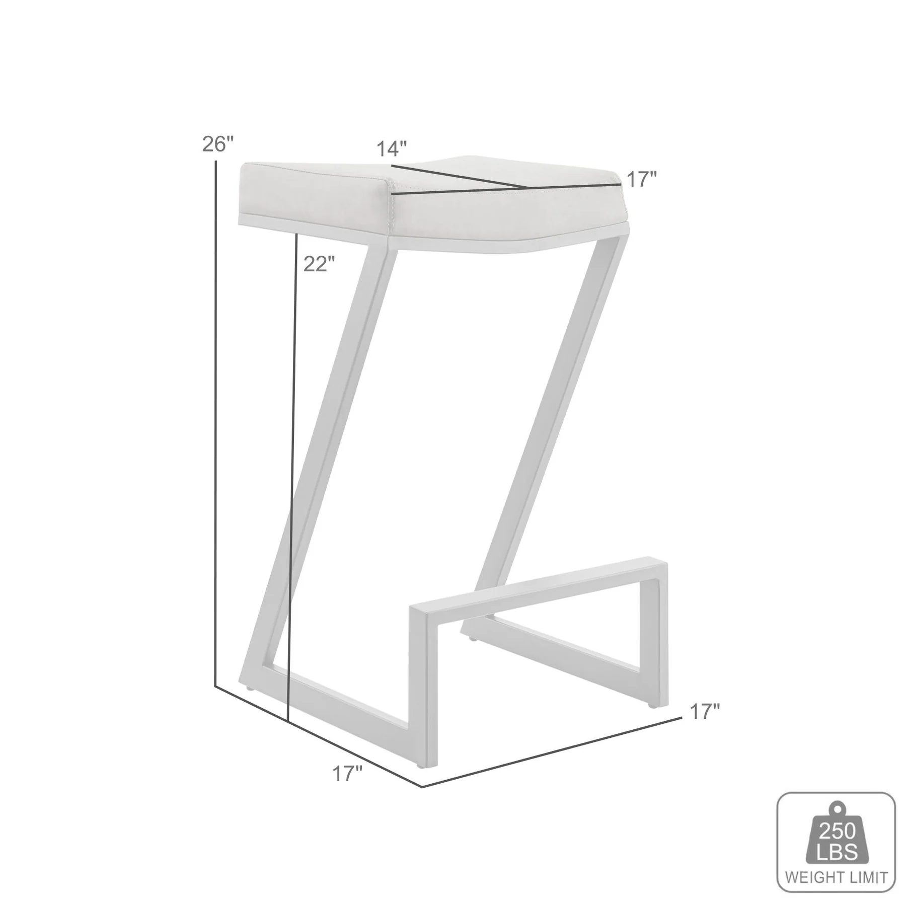 Atlantis 26" Backless Counter Stool with Matte Black Iron and Vintage Gray Faux Leather - Image 9