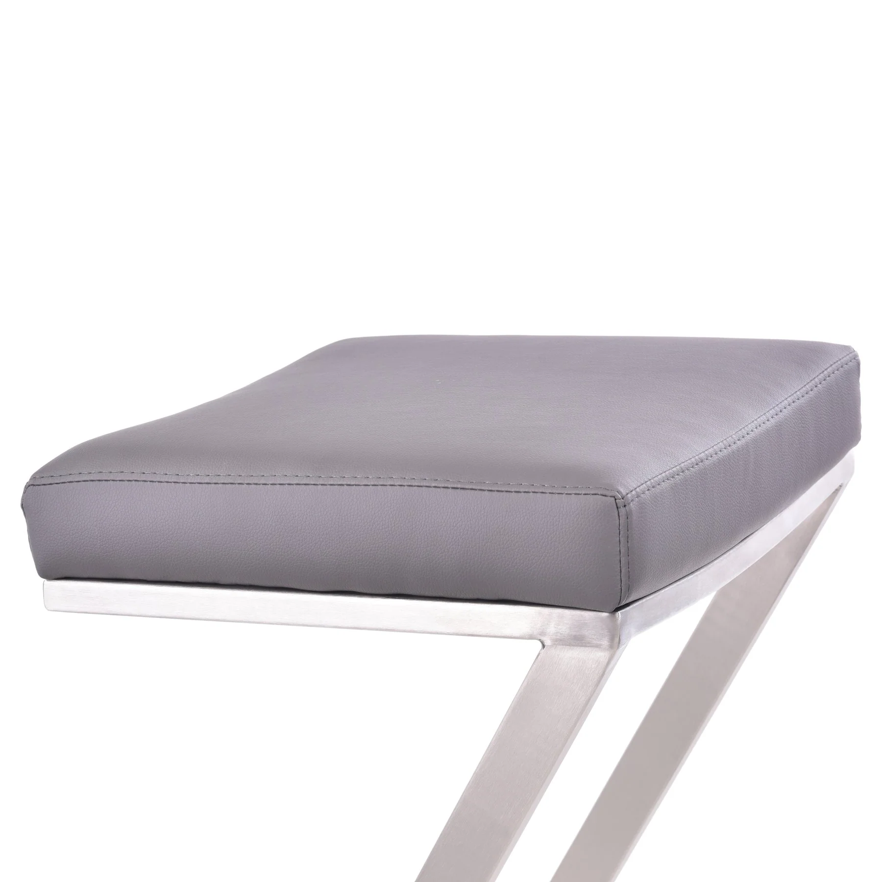 Atlantis 30" Bar Height Backless Gray Faux Leather and Brushed Stainless Steel Bar Stool - Image 3