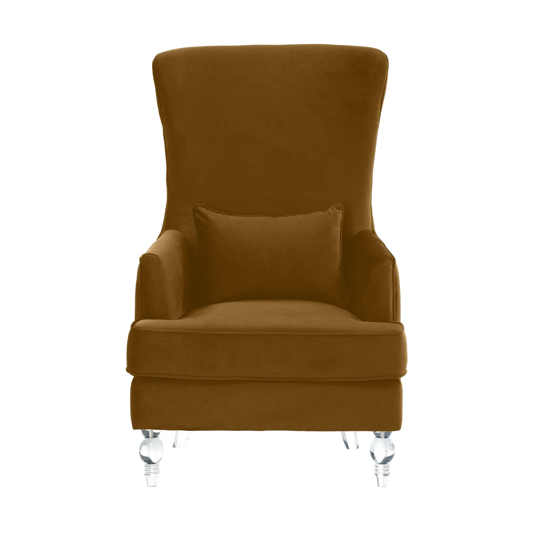 Aubree Tall Chair with Acrylic Legs - Cognac - Image 2