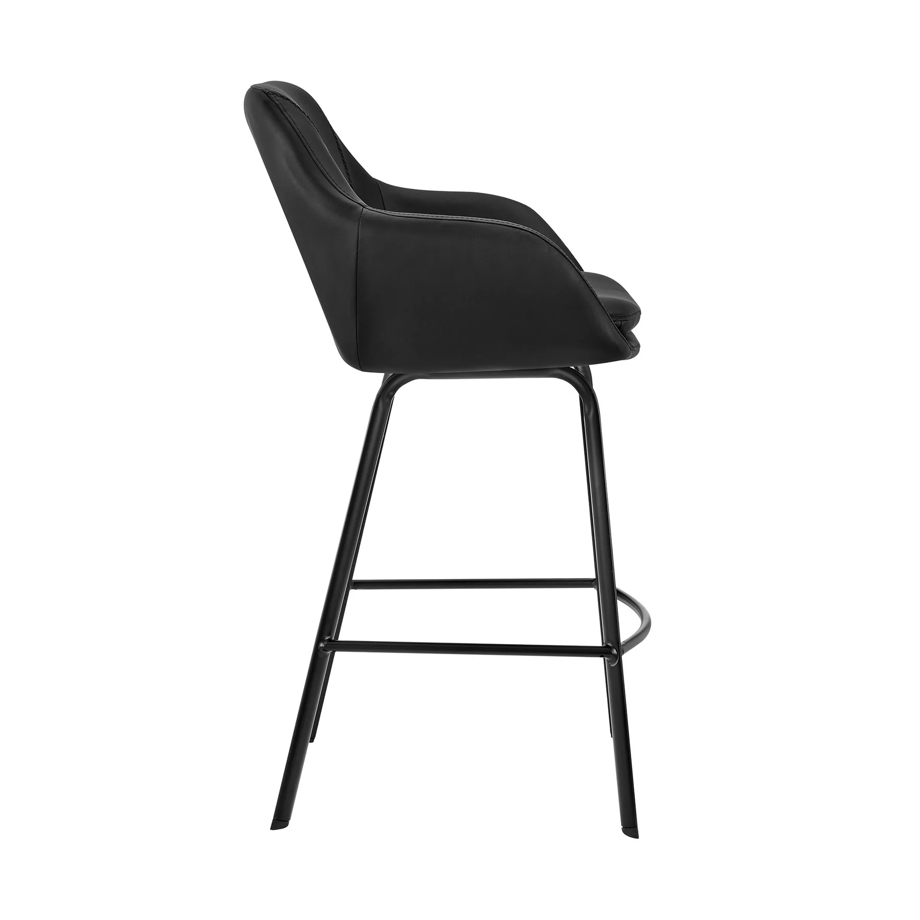 Aura Black Faux Leather and Black Metal Swivel 26" Counter Stool - Image 3