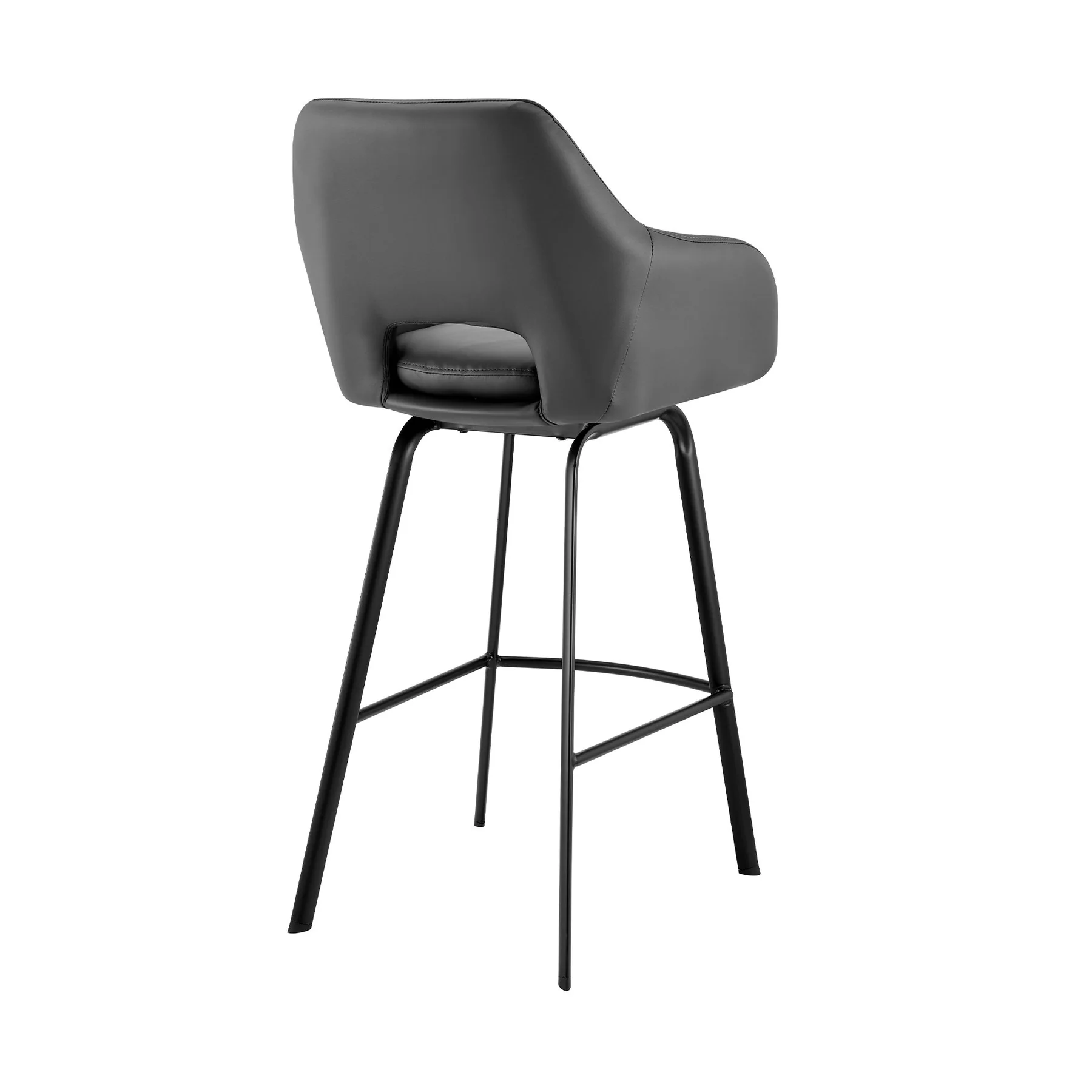 Aura Gray Faux Leather and Black Metal Swivel 30" Bar Stool - Image 4