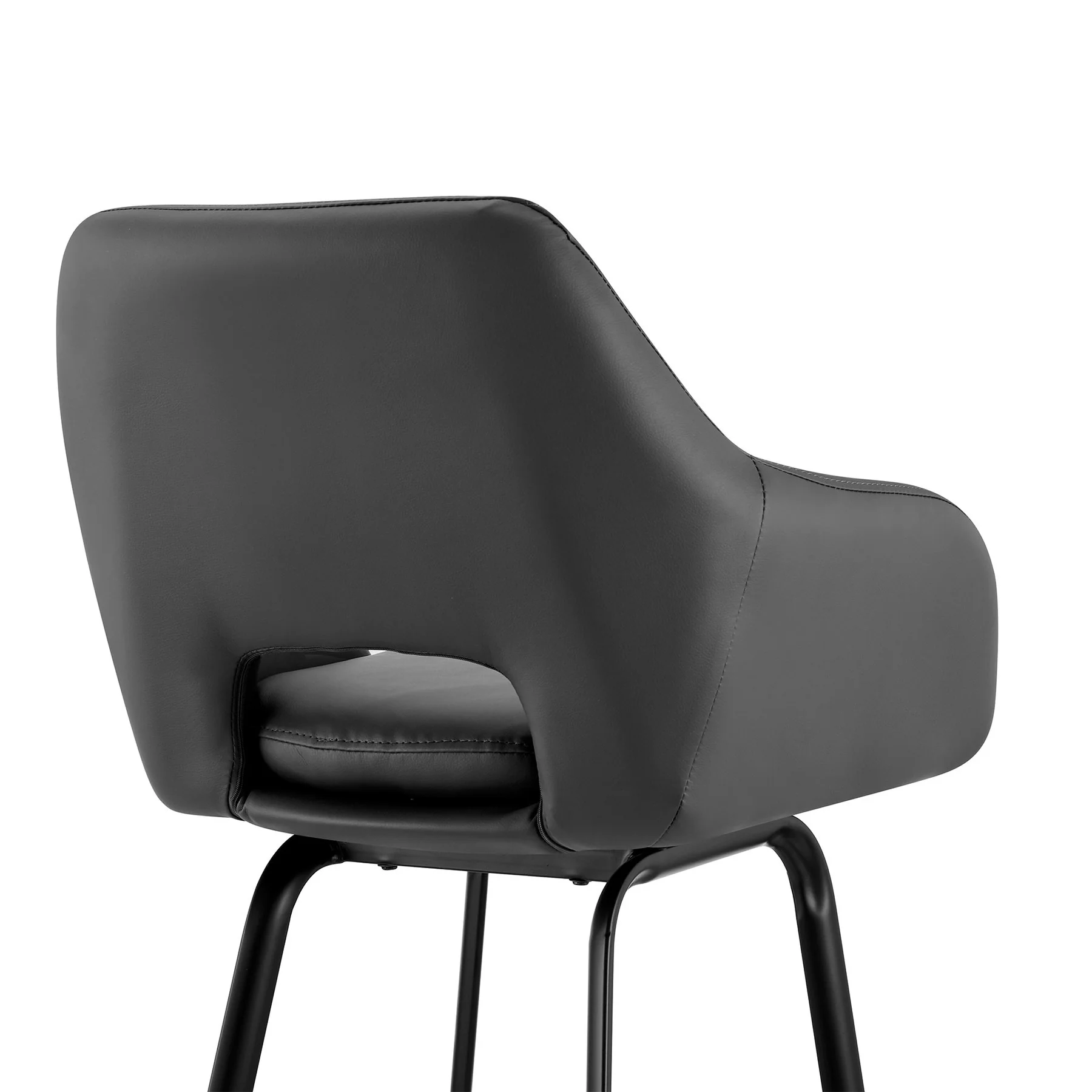 Aura Gray Faux Leather and Black Metal Swivel 30" Bar Stool - Image 7