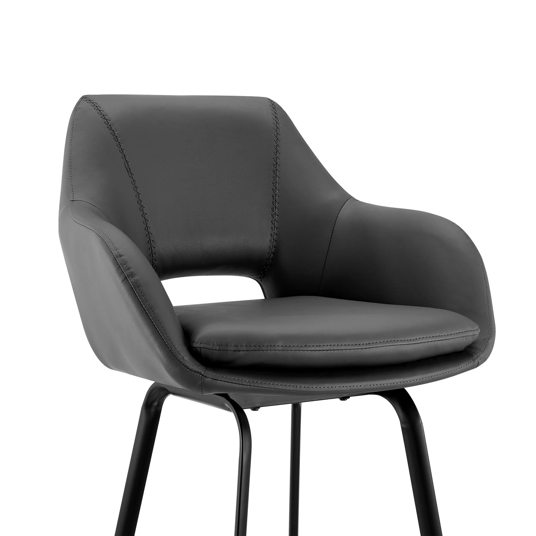 Aura Gray Faux Leather and Black Metal Swivel 30" Bar Stool - Image 6