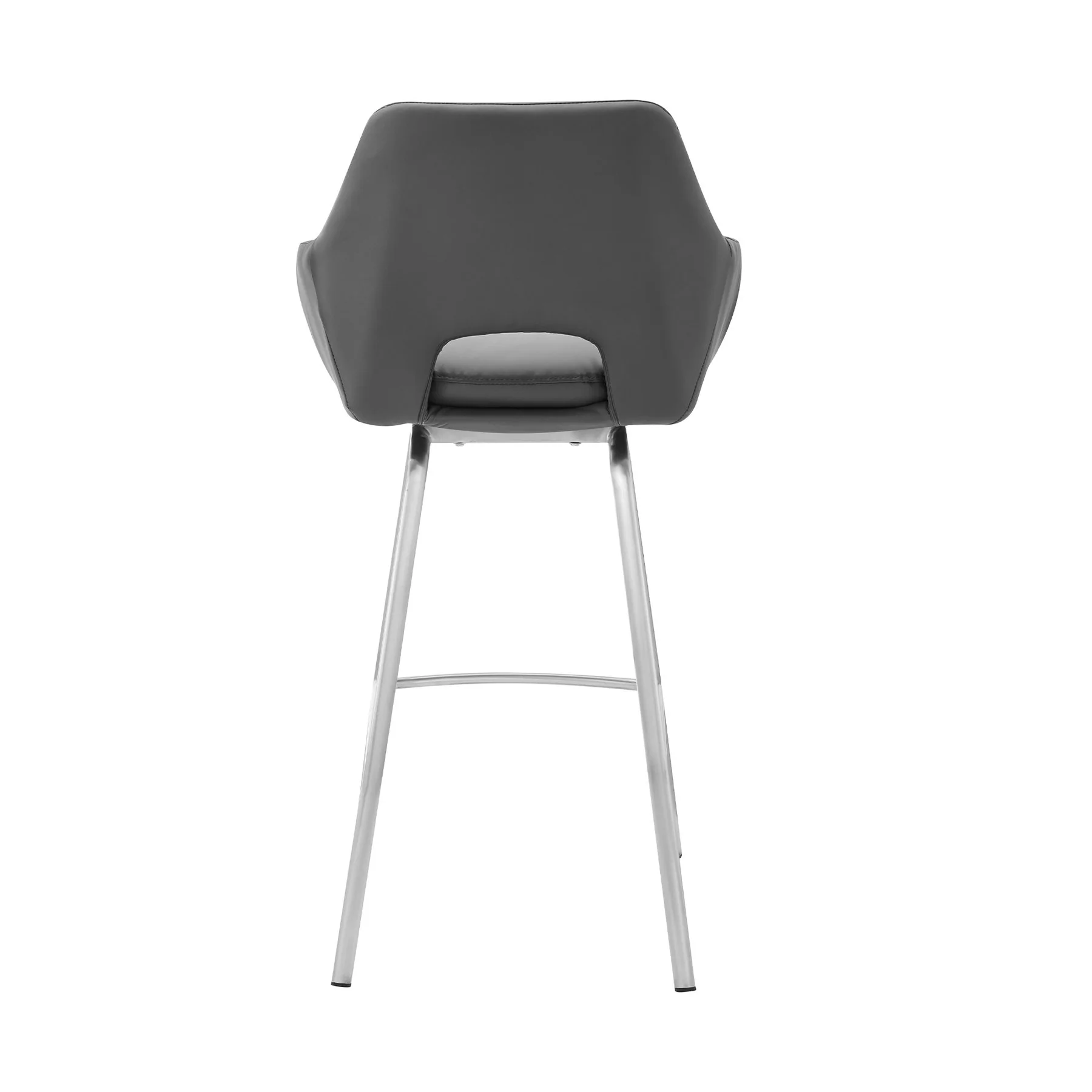 Aura Gray Faux Leather and Brushed Stainless Steel Swivel 30" Bar Stool - Image 5