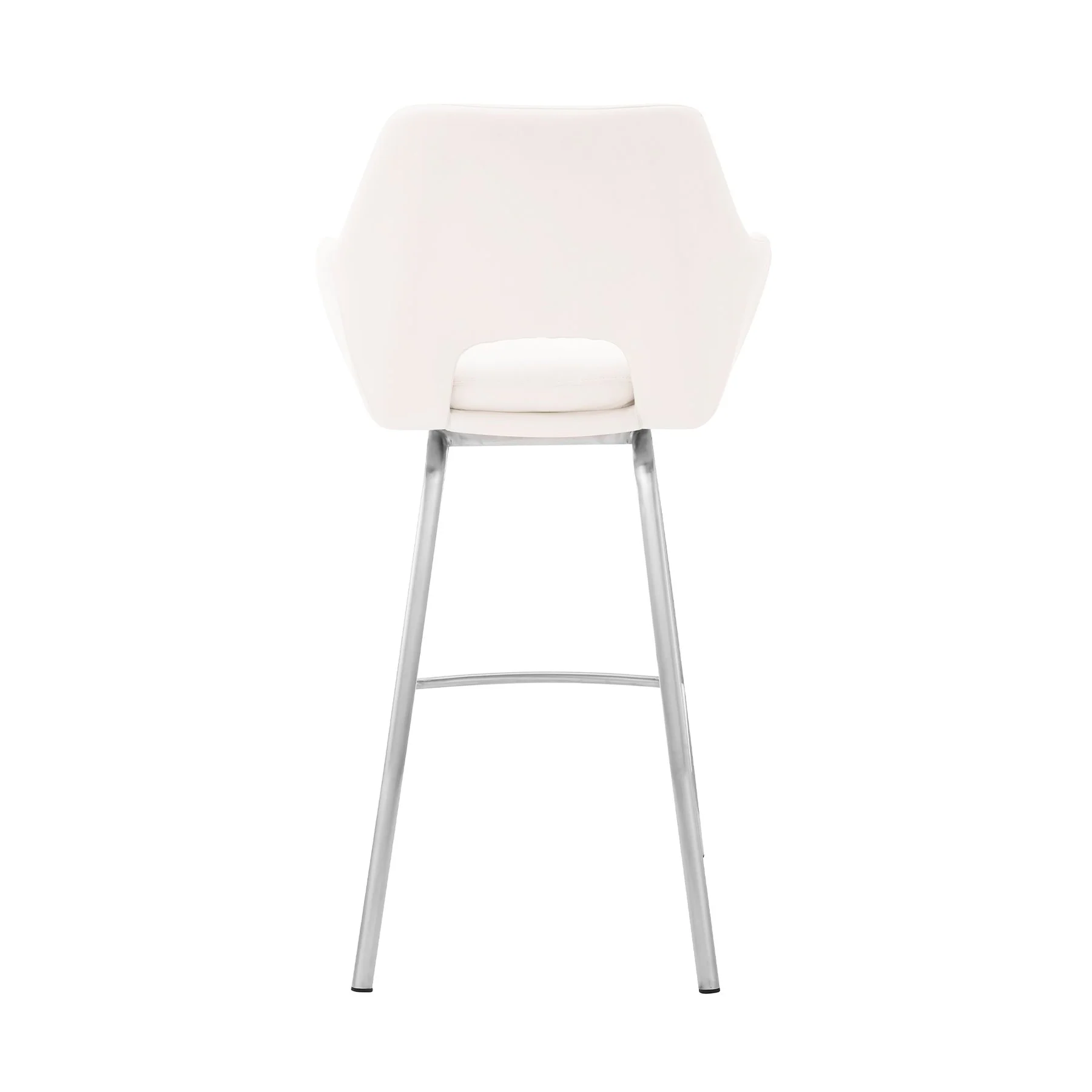 Aura White Faux Leather and Brushed Stainless Steel Swivel 26" Counter Stool - Image 5