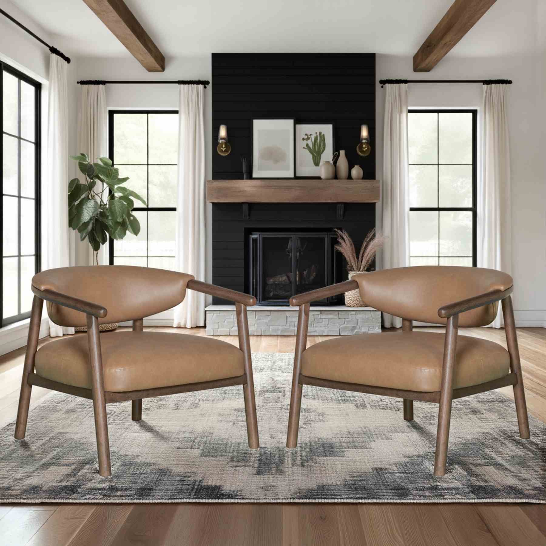 Autumn Accent Chair in Bistre Brown Faux Leather with Dark Chestnut Brown Finish - Image 11